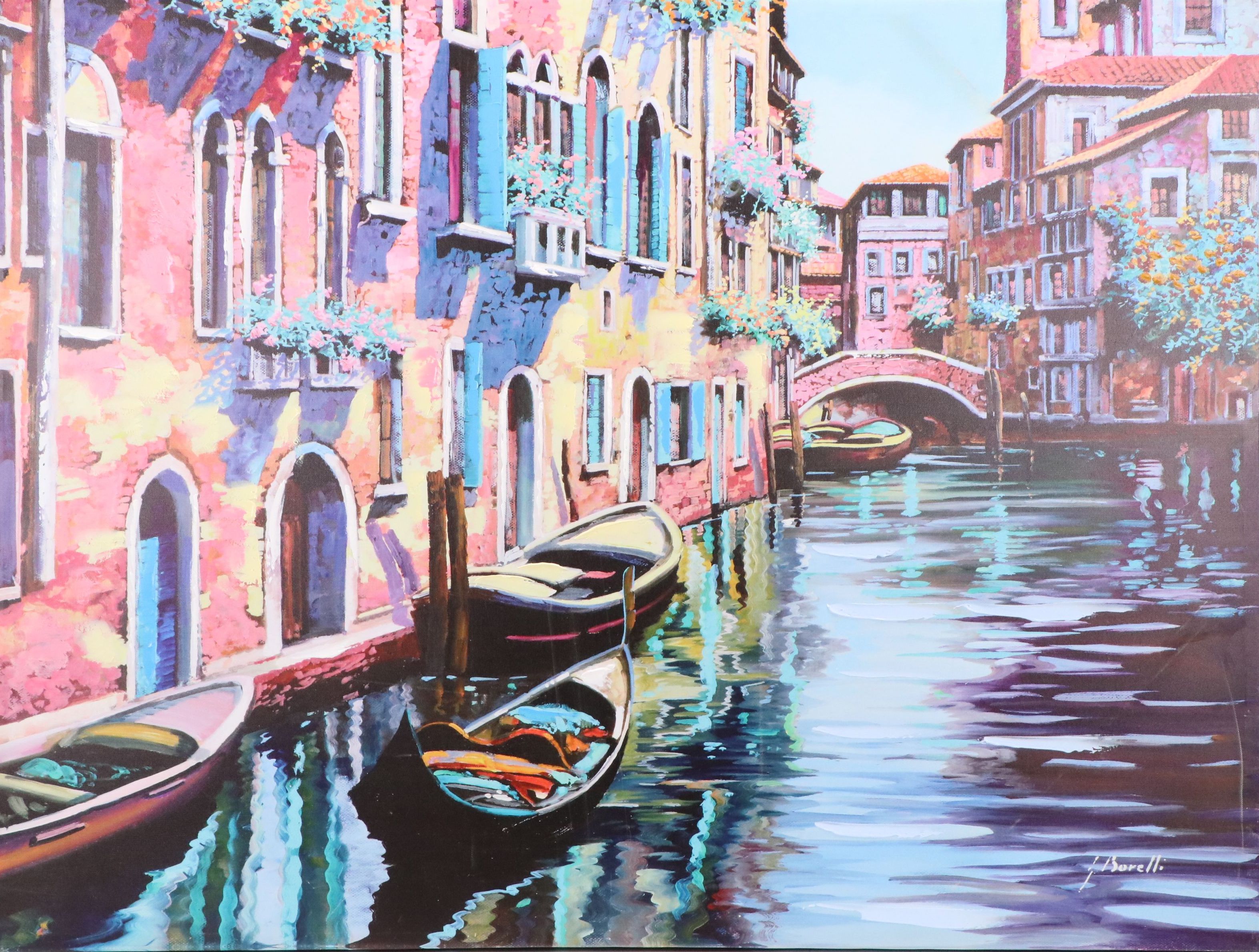 Embellished Gicleé of Venice Canal, 21st Century
