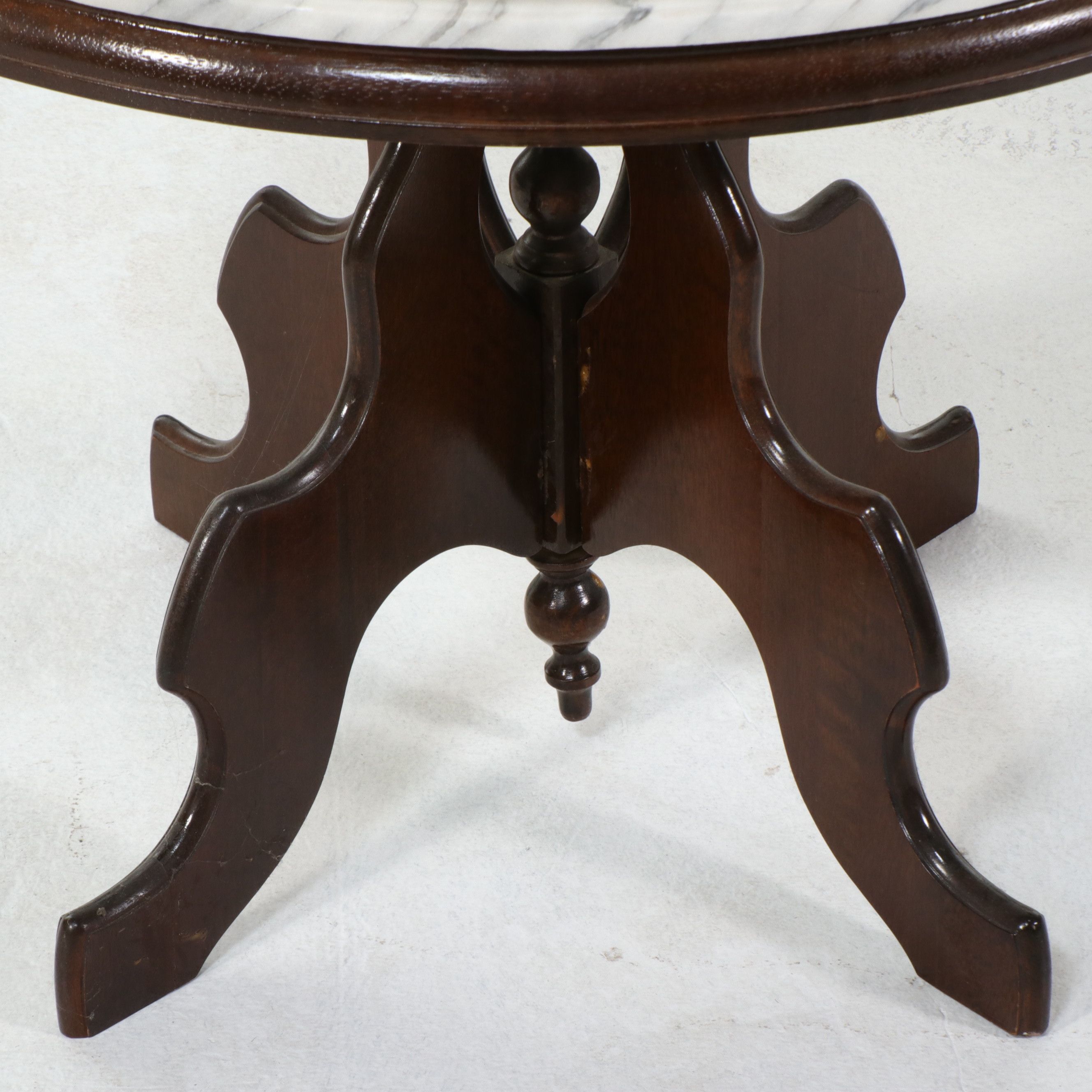 Pair of Victorian Revival Marble-Top Side Tables, Mid-20th Century