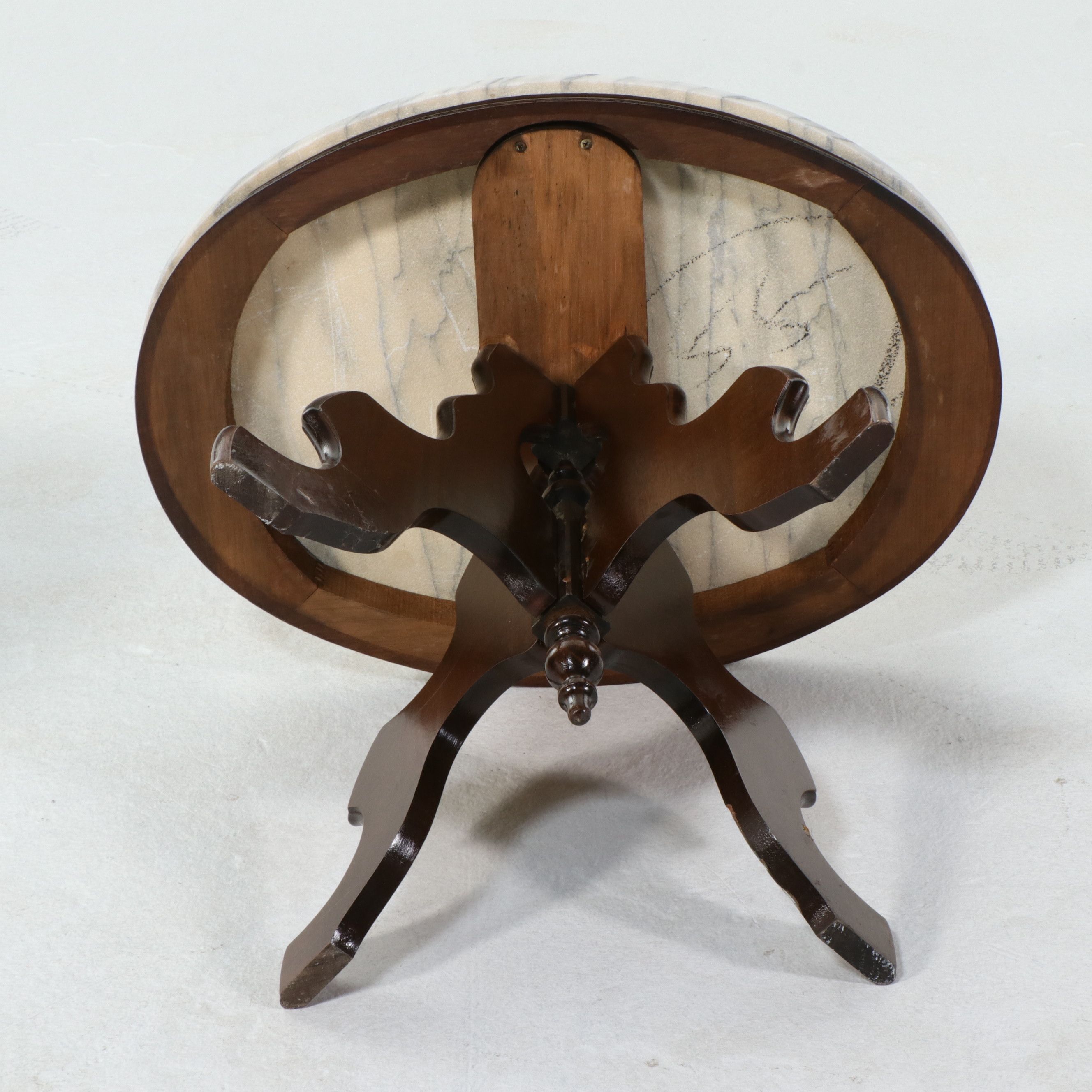 Pair of Victorian Revival Marble-Top Side Tables, Mid-20th Century