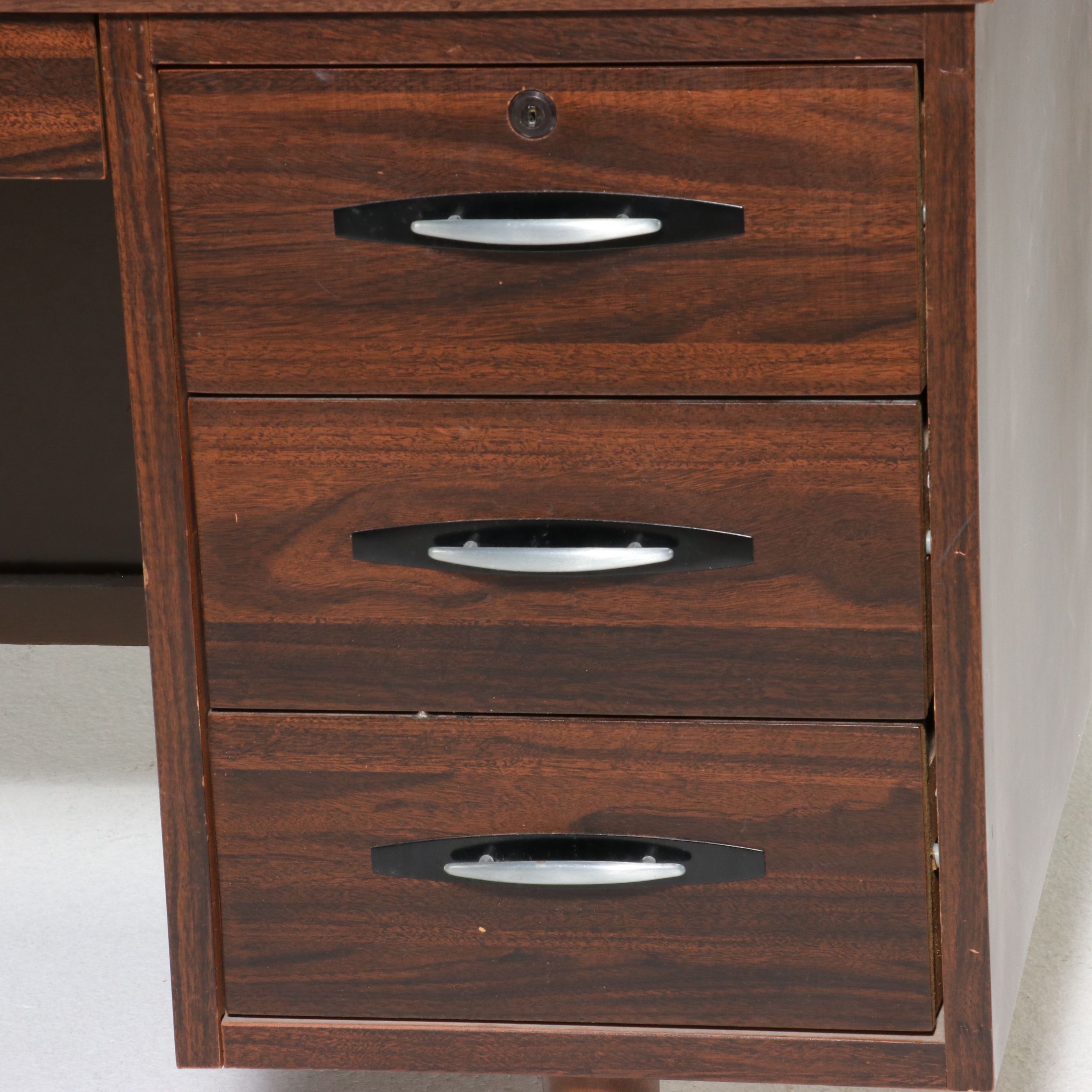 Mid Century Modern Walnut Kneehole Desk