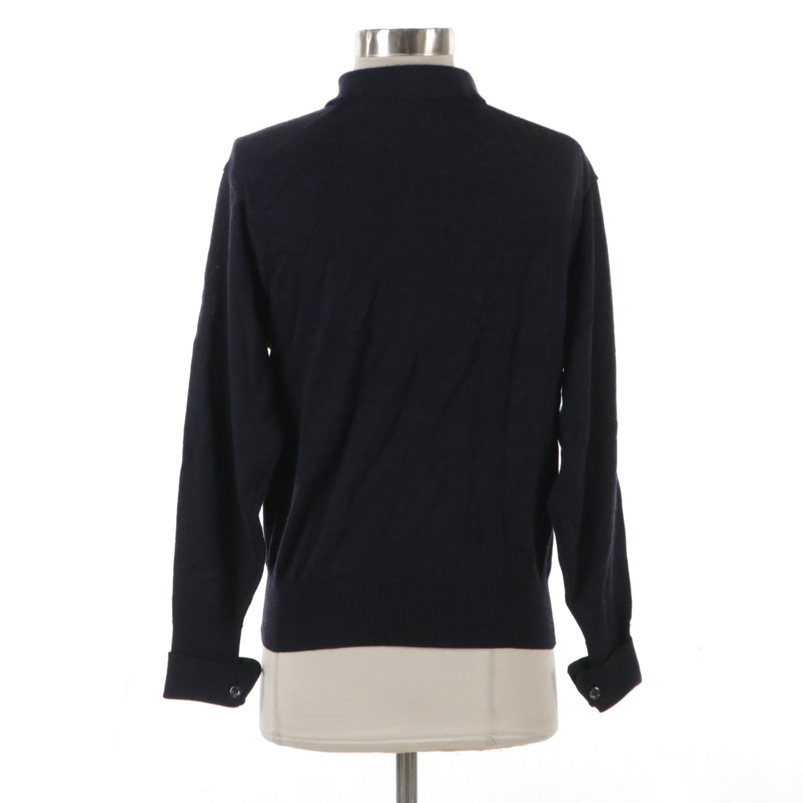 Christian Dior Sports Navy Blue Wool Knit Pullover with Embroidered Pocket