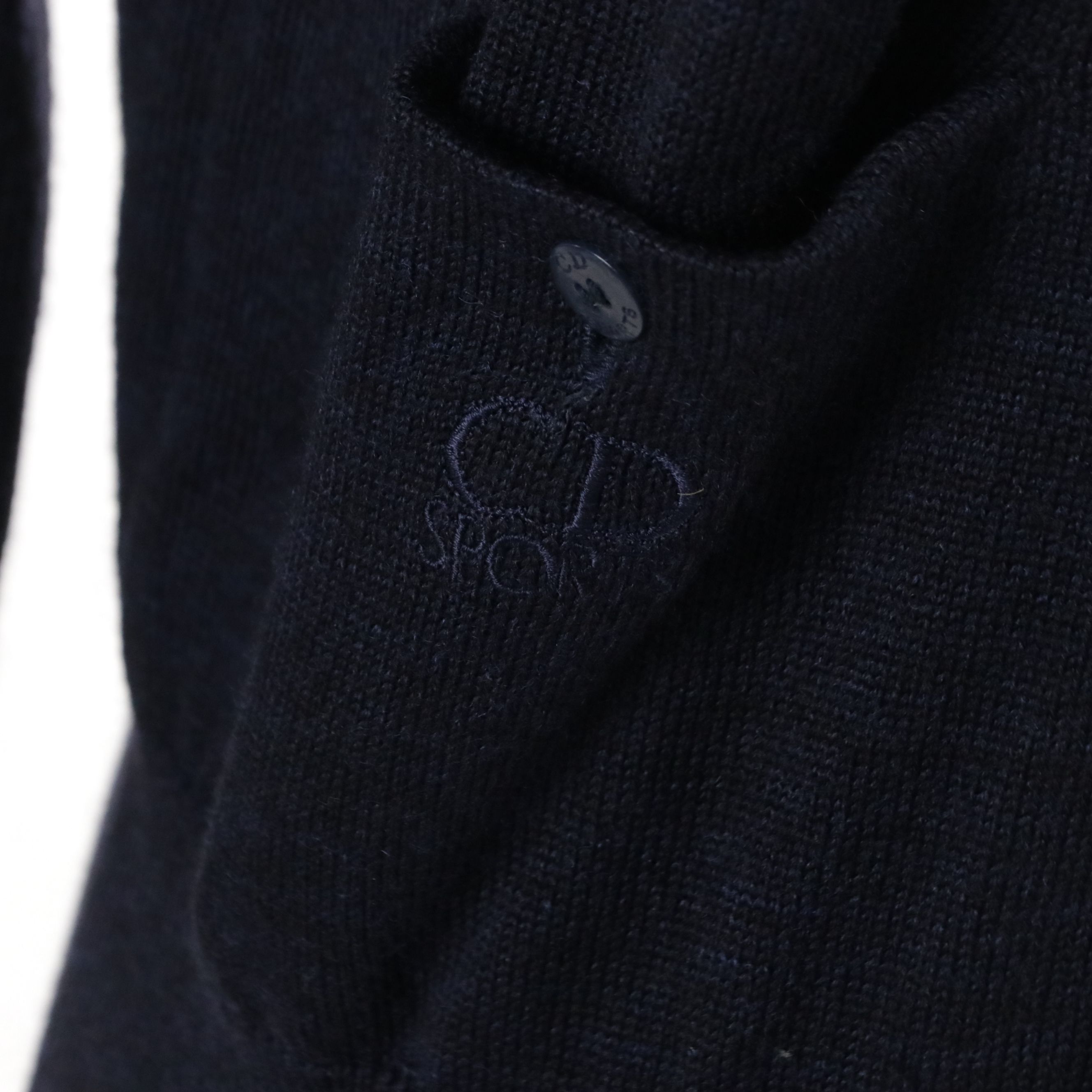 Christian Dior Sports Navy Blue Wool Knit Pullover with Embroidered Pocket