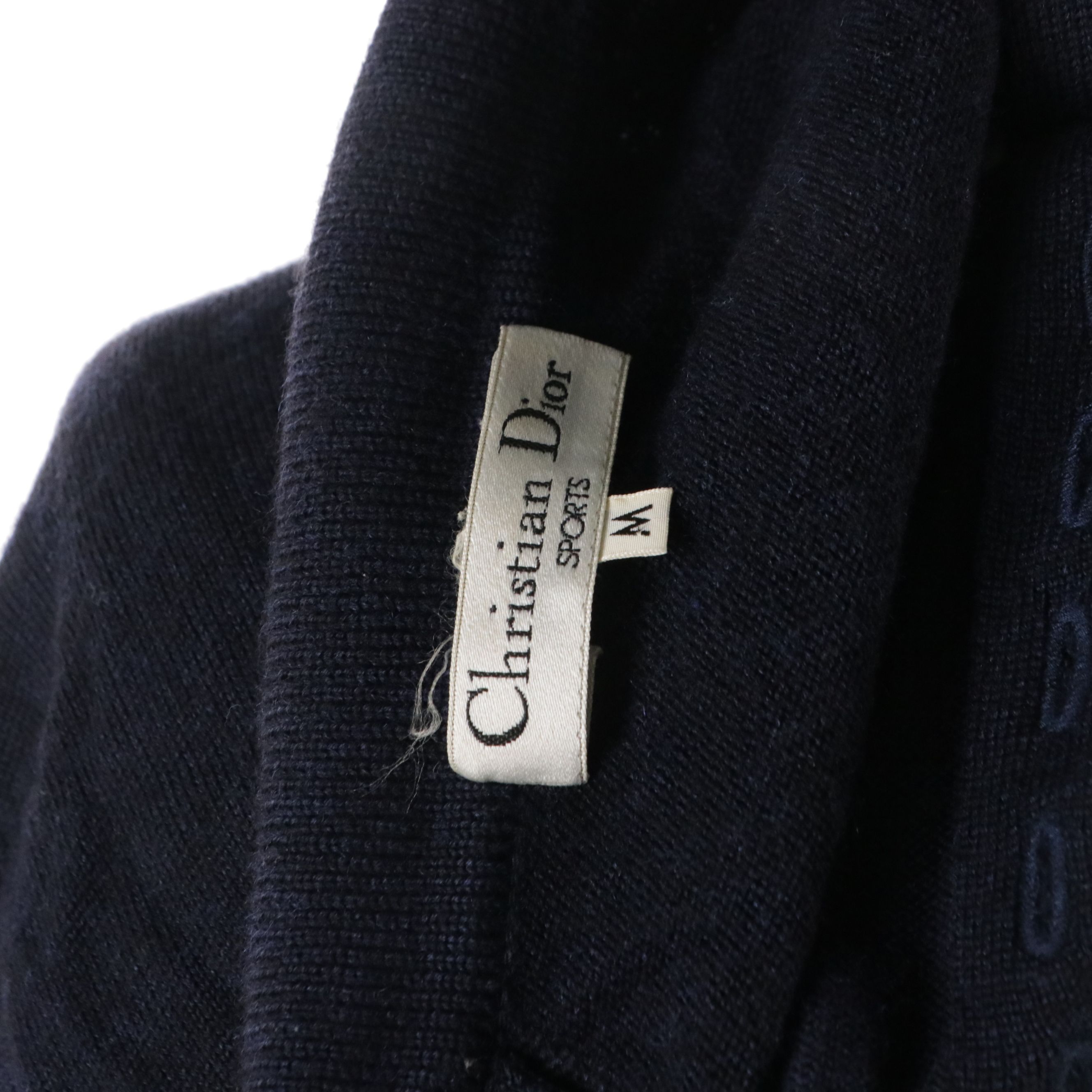Christian Dior Sports Navy Blue Wool Knit Pullover with Embroidered Pocket