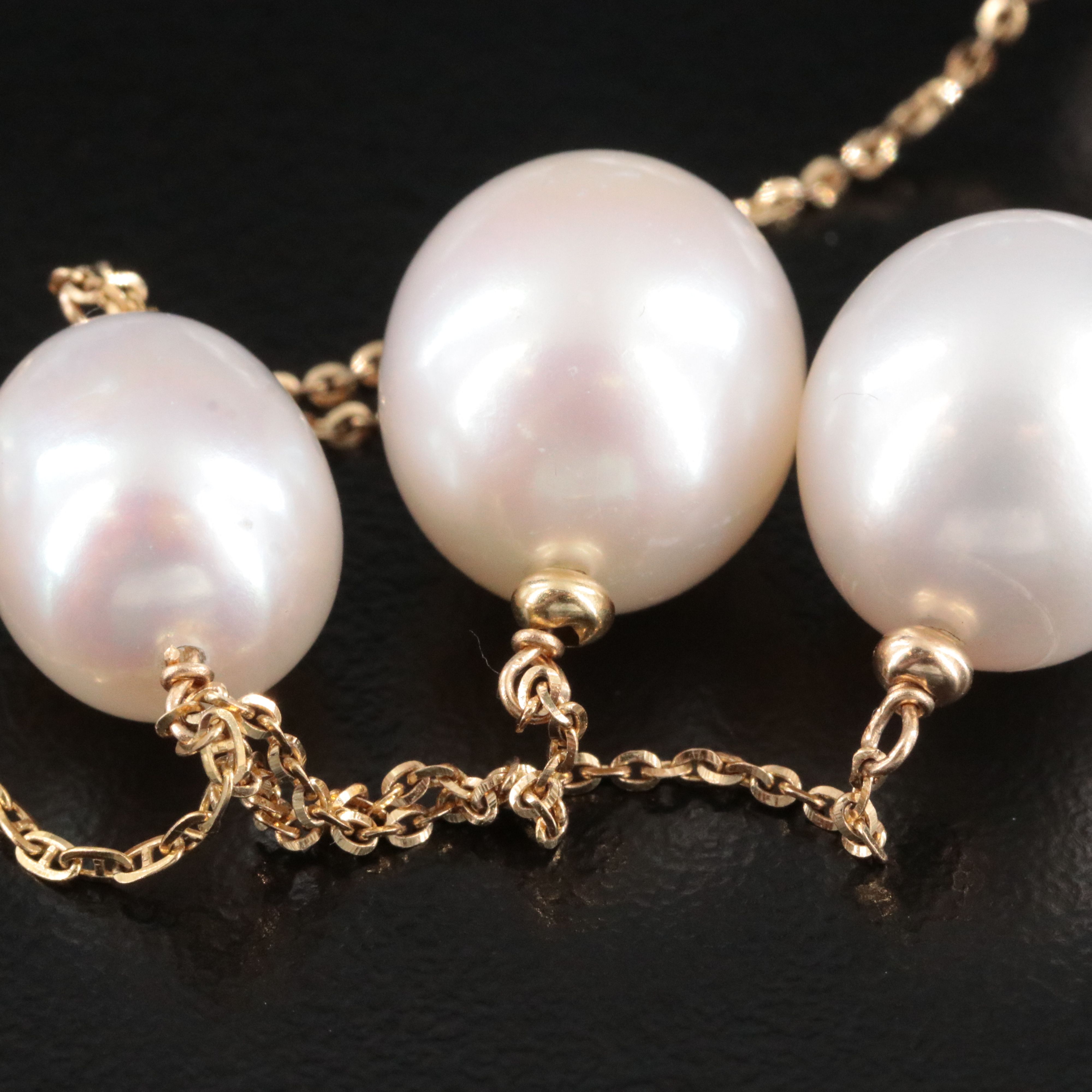 14K Pearl Lariat Necklace