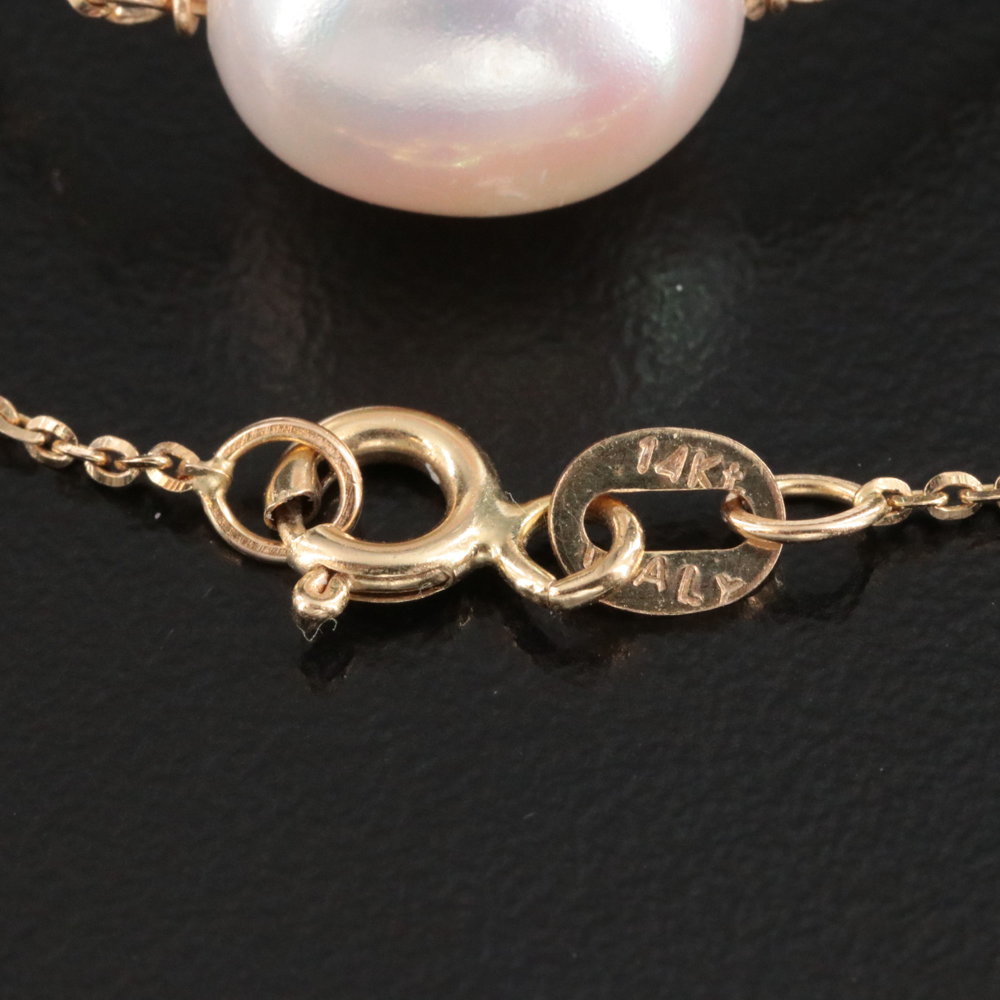 14K Pearl Lariat Necklace