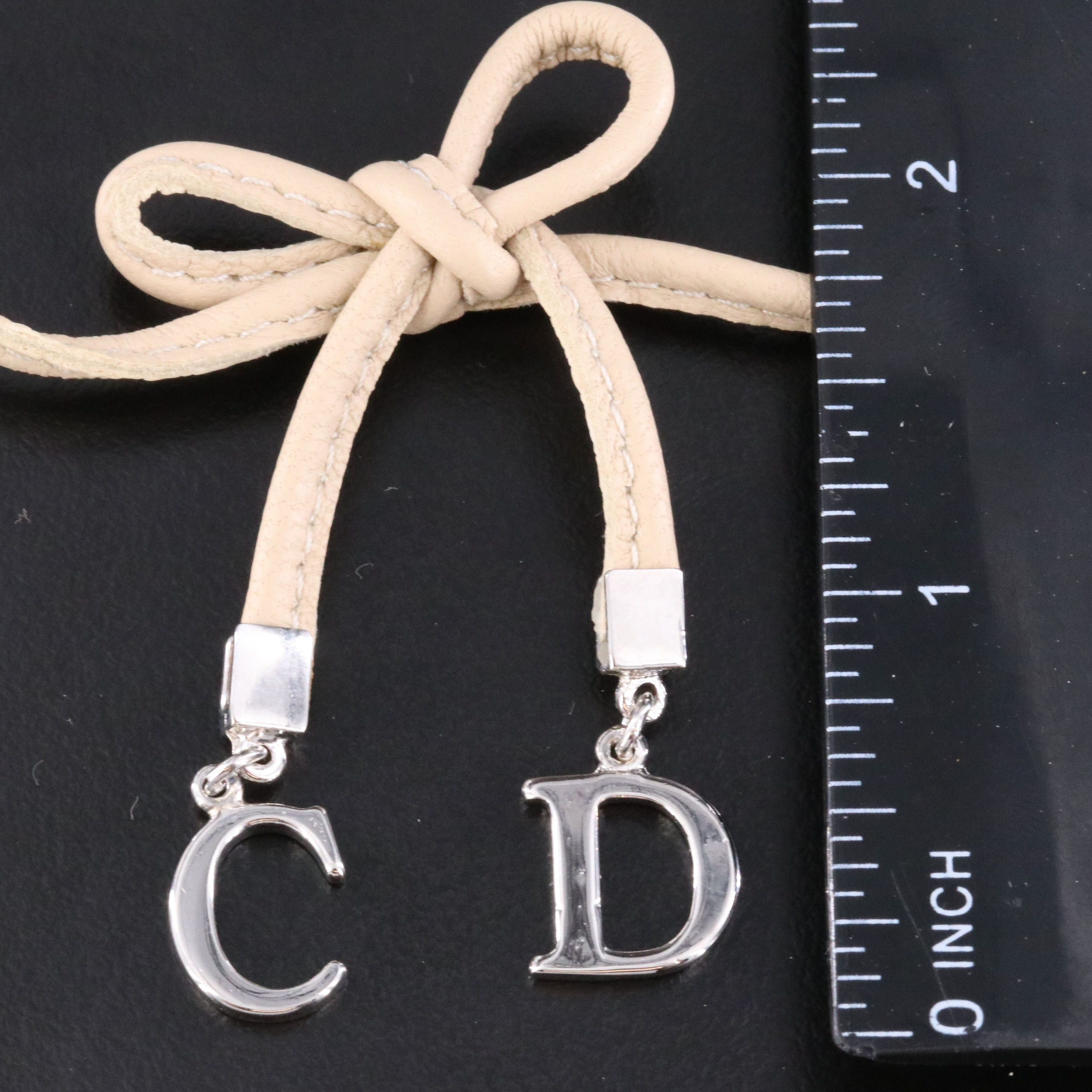 Christian Dior CD Bow Leather Choker Necklace