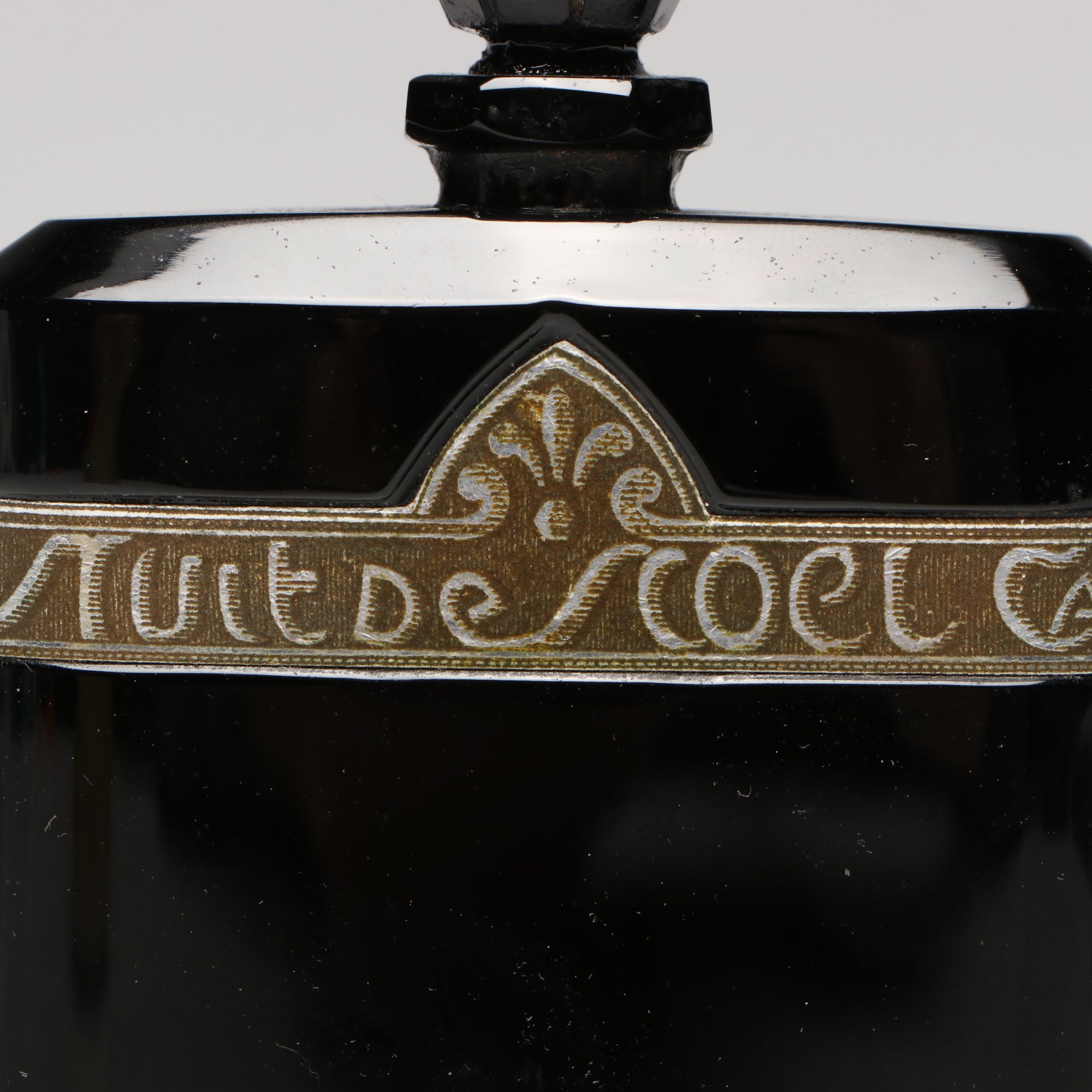 Caron France "Nuit de Noel" Black Glass Perfume Bottles, Early 20th C.