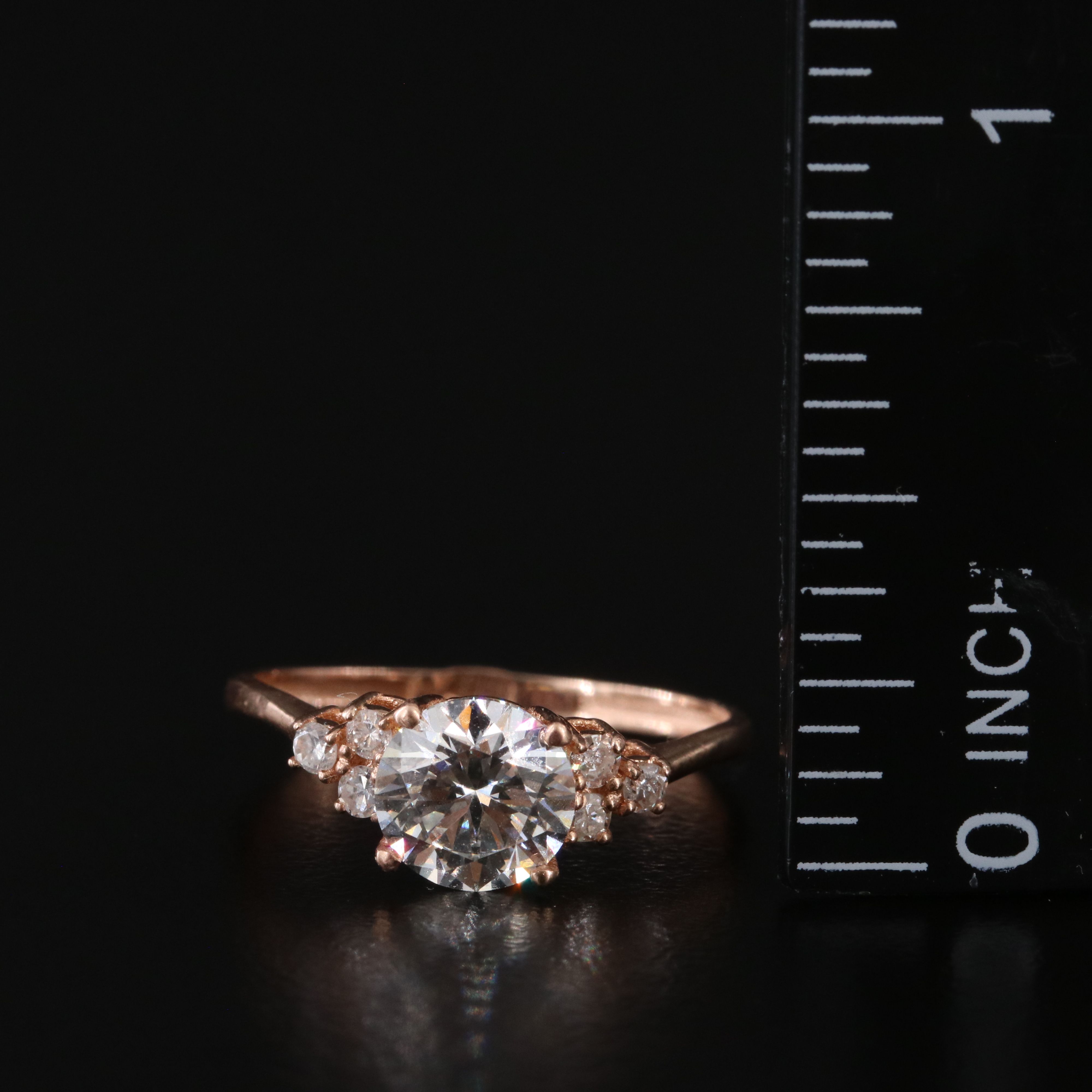 14K Rose Gold 1.29 CTW Diamond Ring with Lab Grown Center