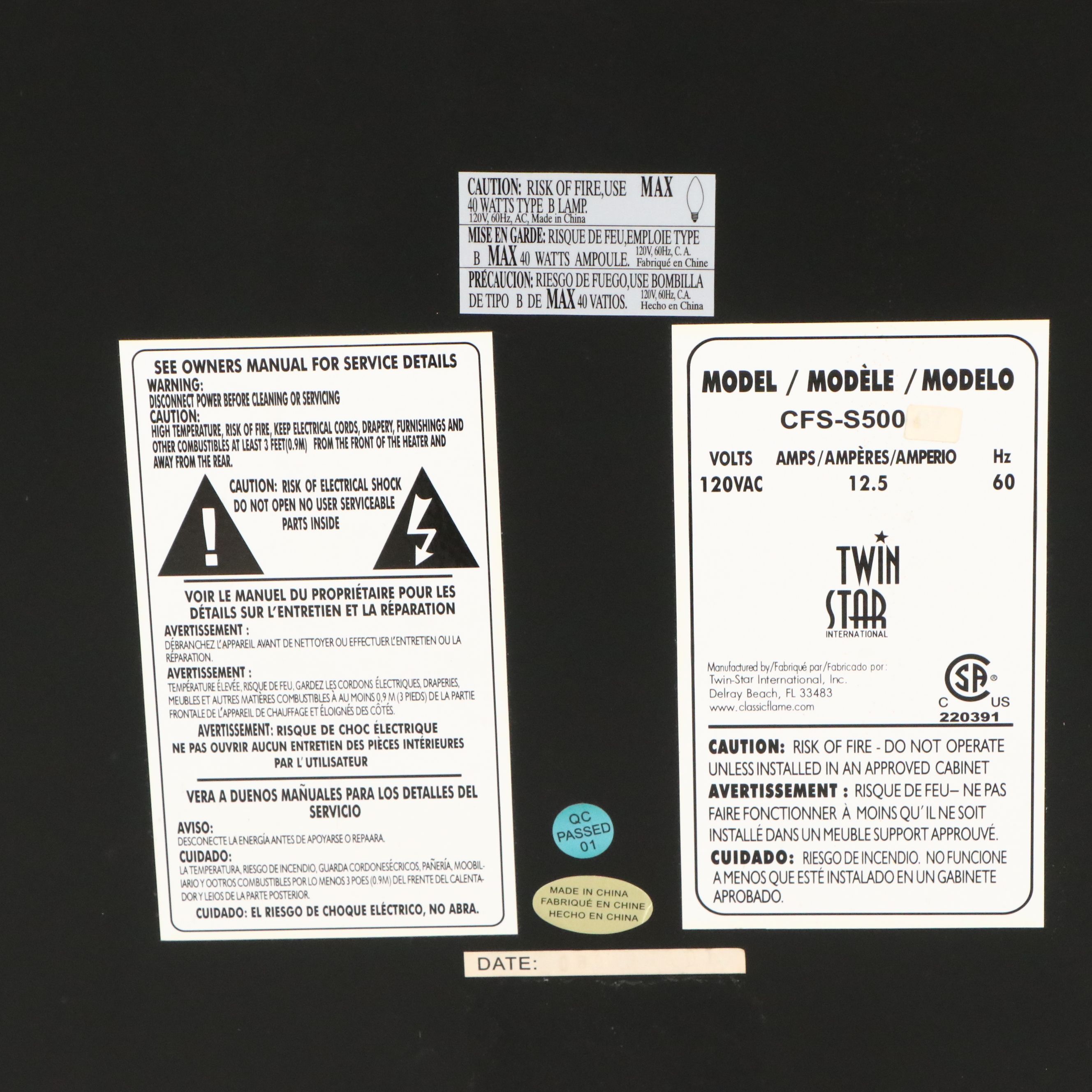 Pair of Twin Star Electric Fireplaces in Wooden Glass Front Cabinets