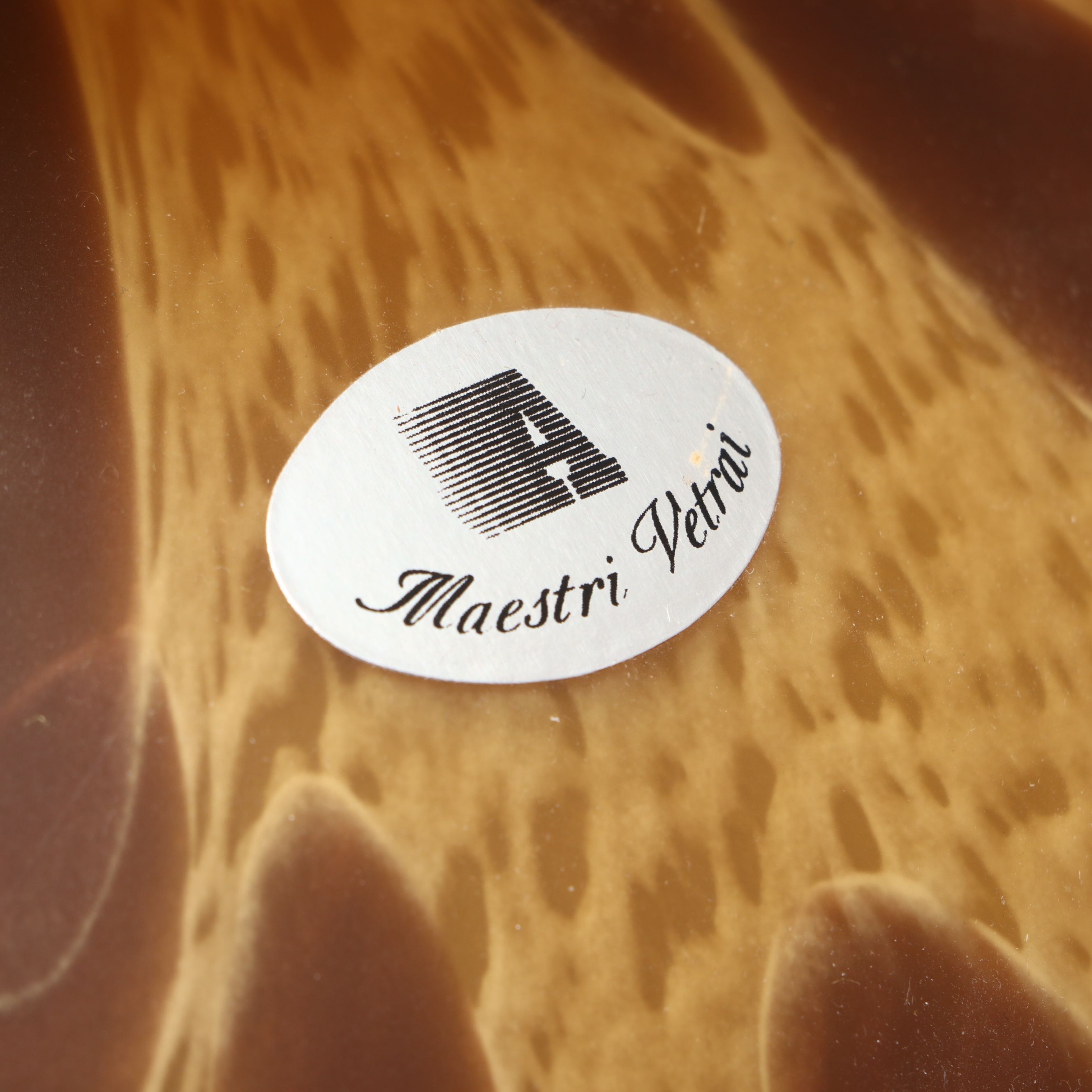 Maestri Vetrai Amber Leopard Art Glass Vase