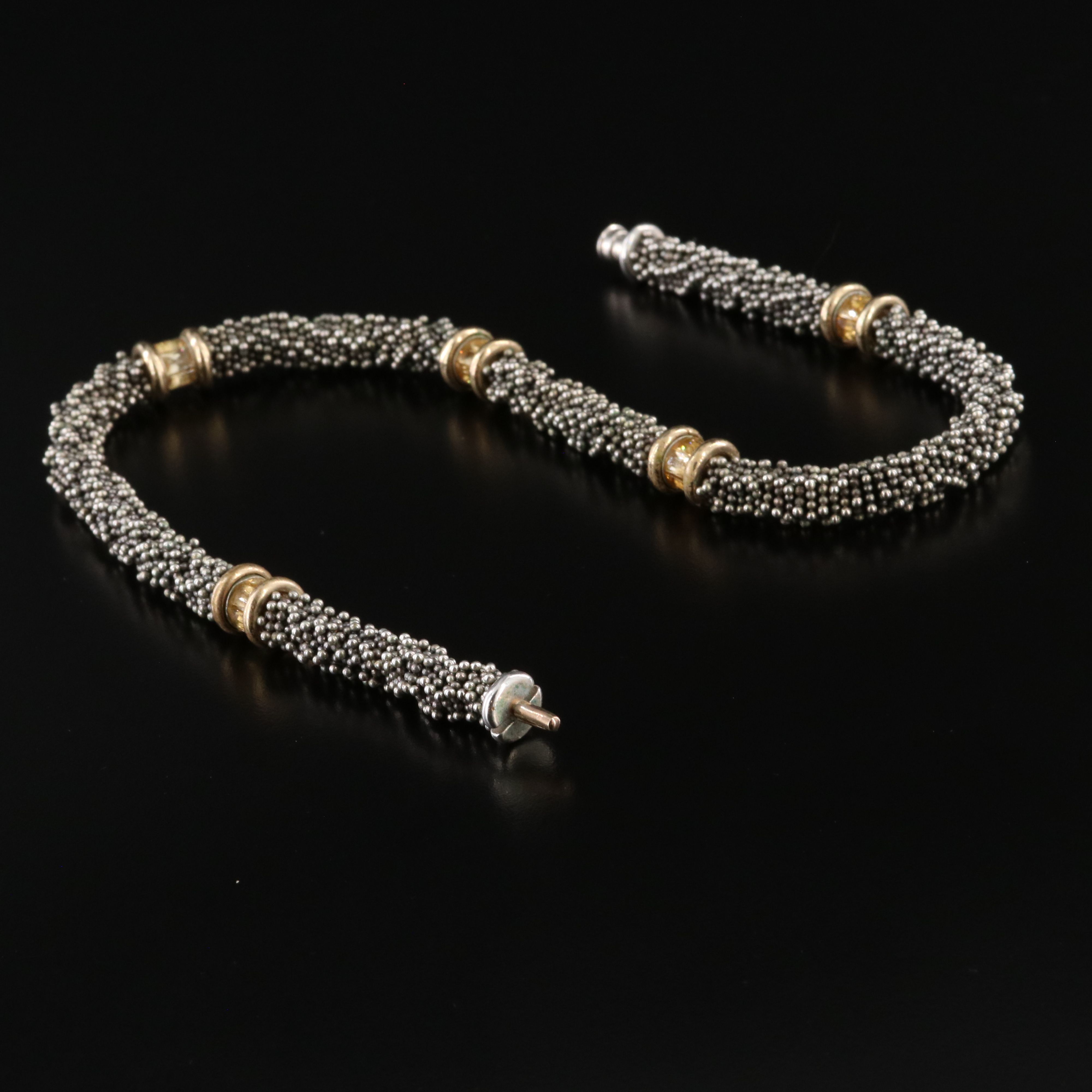 Sterling Disc Bead Necklace with 14K Citrine Stations