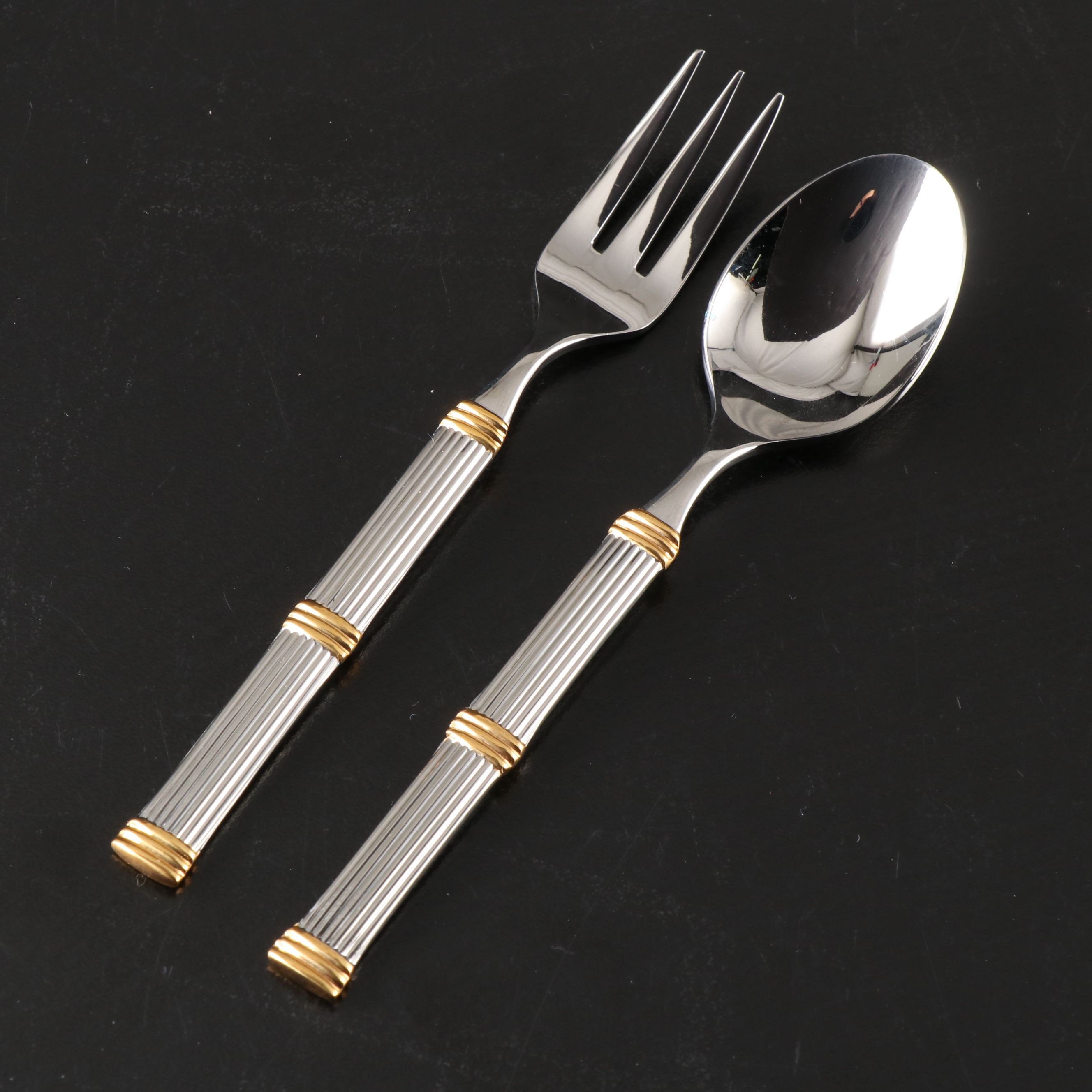 Hoya Japanese Fluted Detail Flatware Set, Mid-20th Century