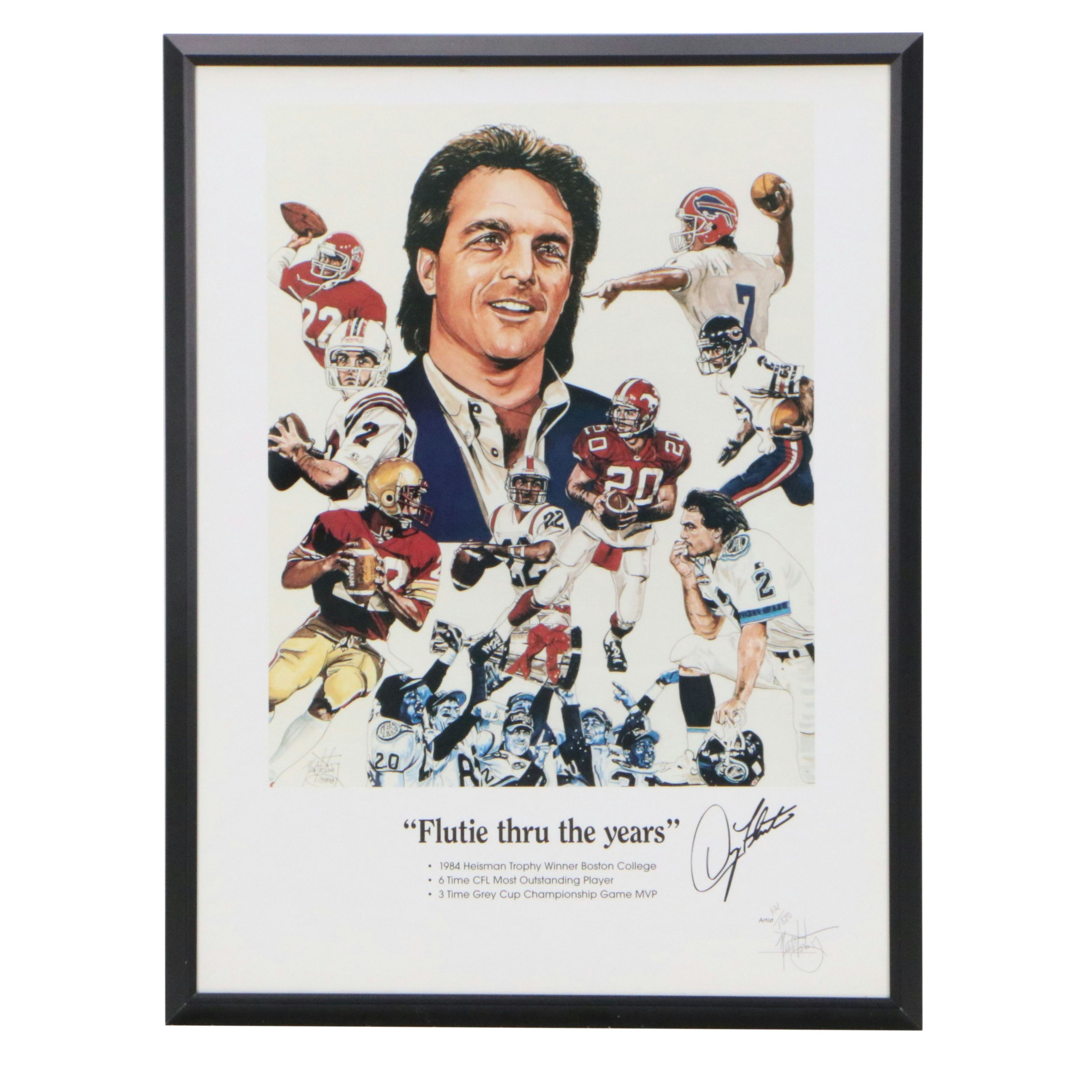 Neal Portnoy Offset Lithograph "Flutie Through the Years," Late 20th Century