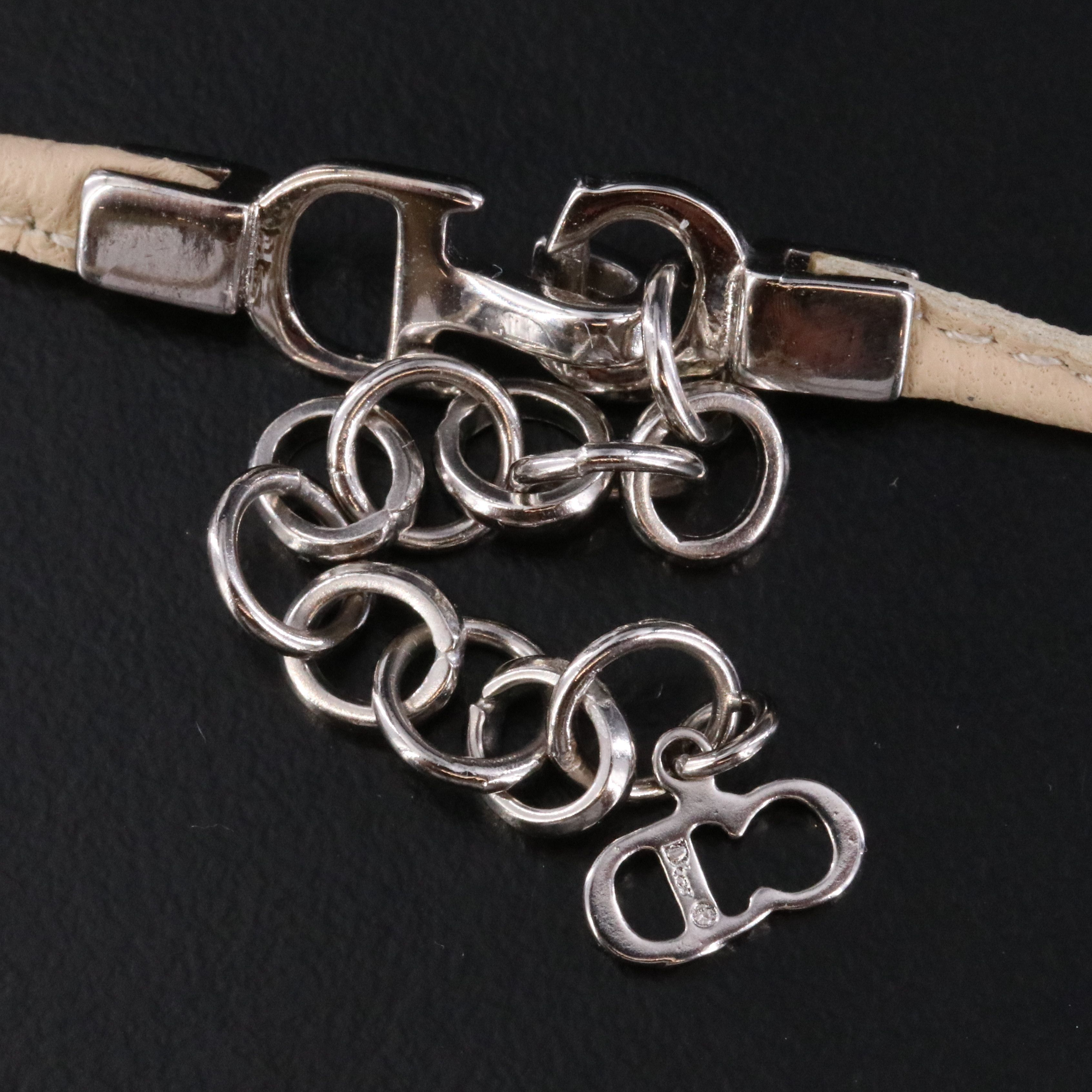 Christian Dior CD Bow Leather Choker Necklace