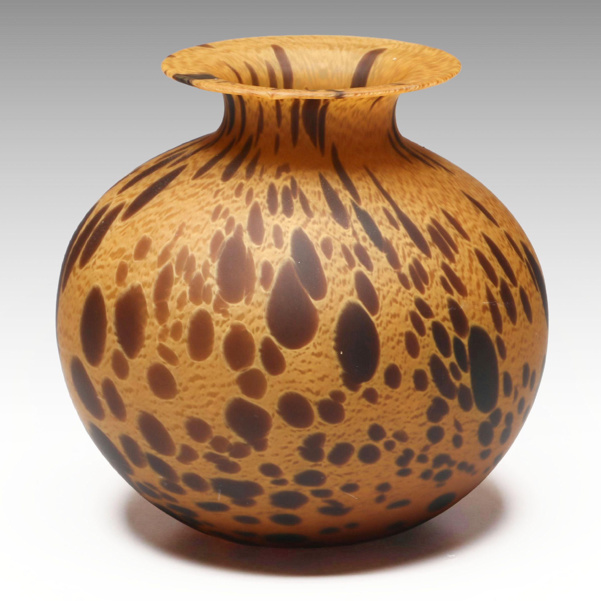 Maestri Vetrai Amber Leopard Art Glass Vase