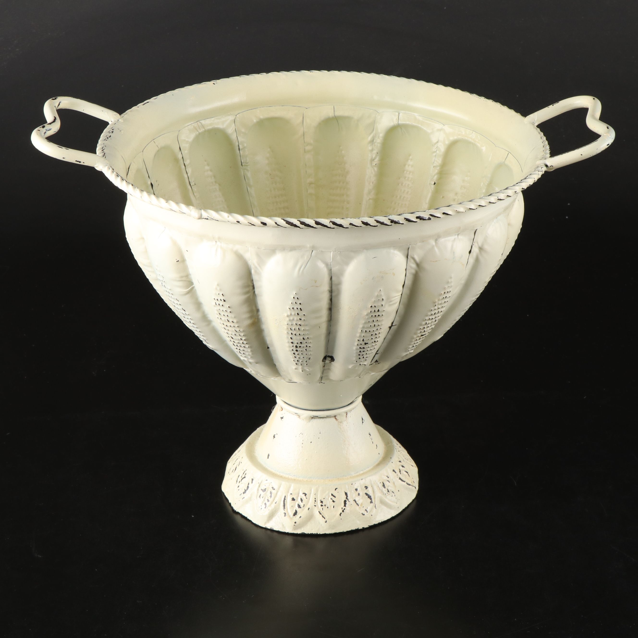 White Finish Neoclassical Style Metal Jardinière