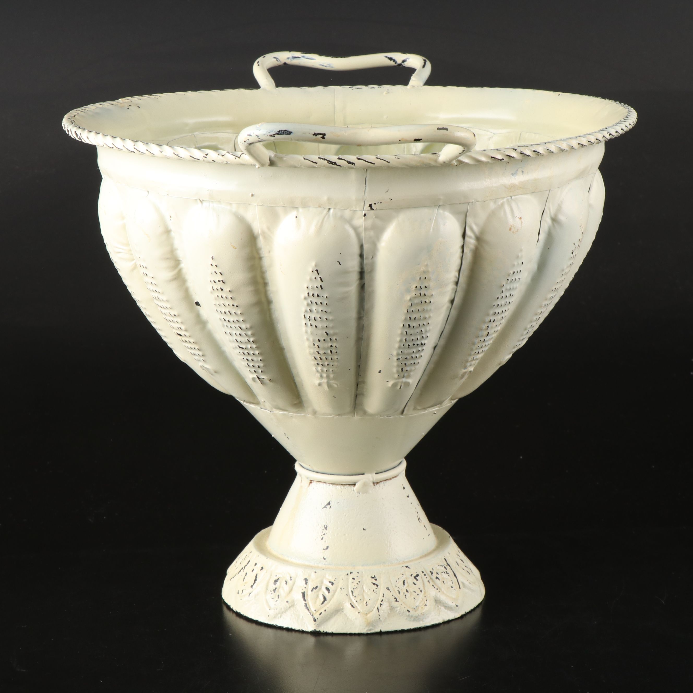 White Finish Neoclassical Style Metal Jardinière