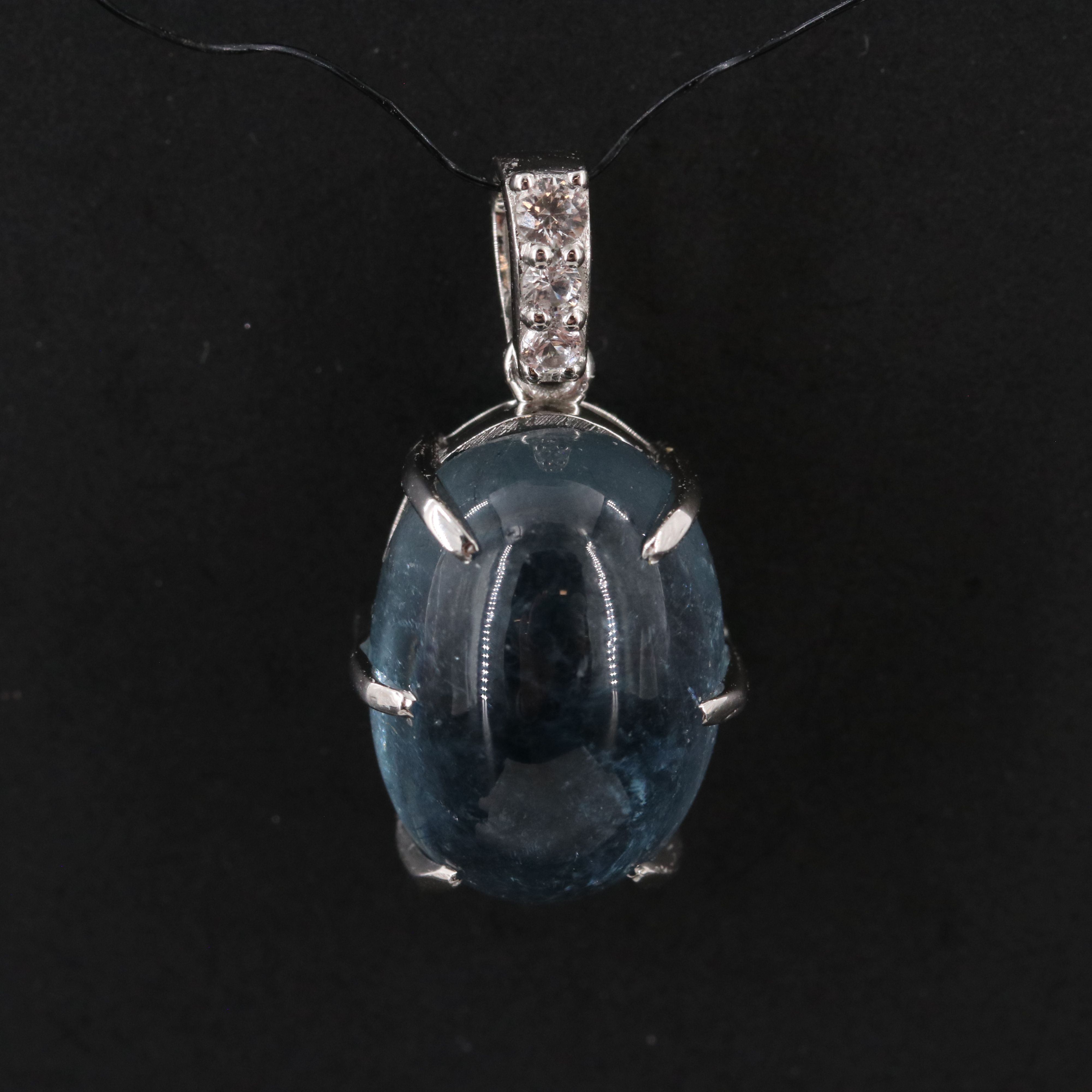 Platinum 7.95 CT Tourmaline and White Sapphire Oval Pendant