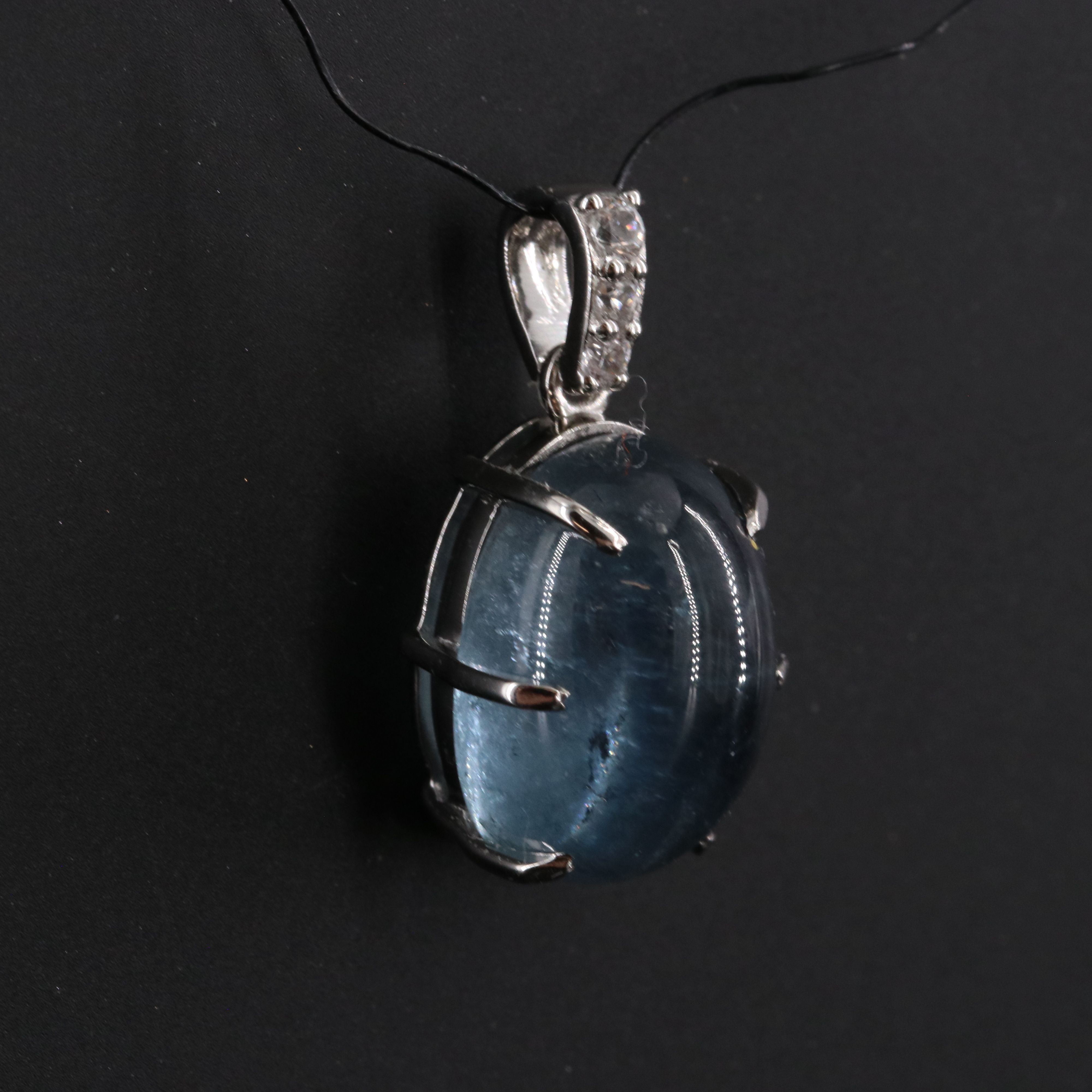 Platinum 7.95 CT Tourmaline and White Sapphire Oval Pendant