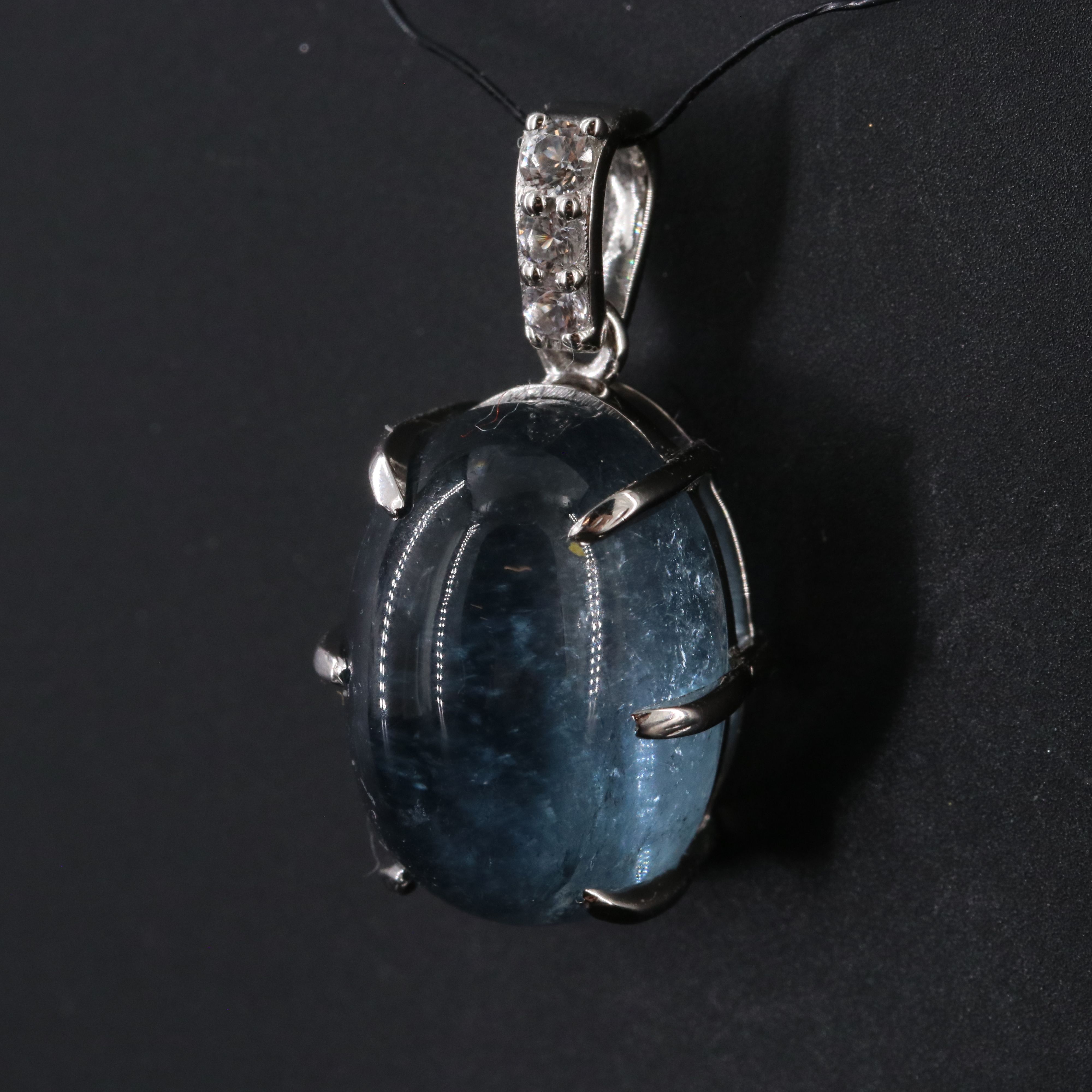 Platinum 7.95 CT Tourmaline and White Sapphire Oval Pendant