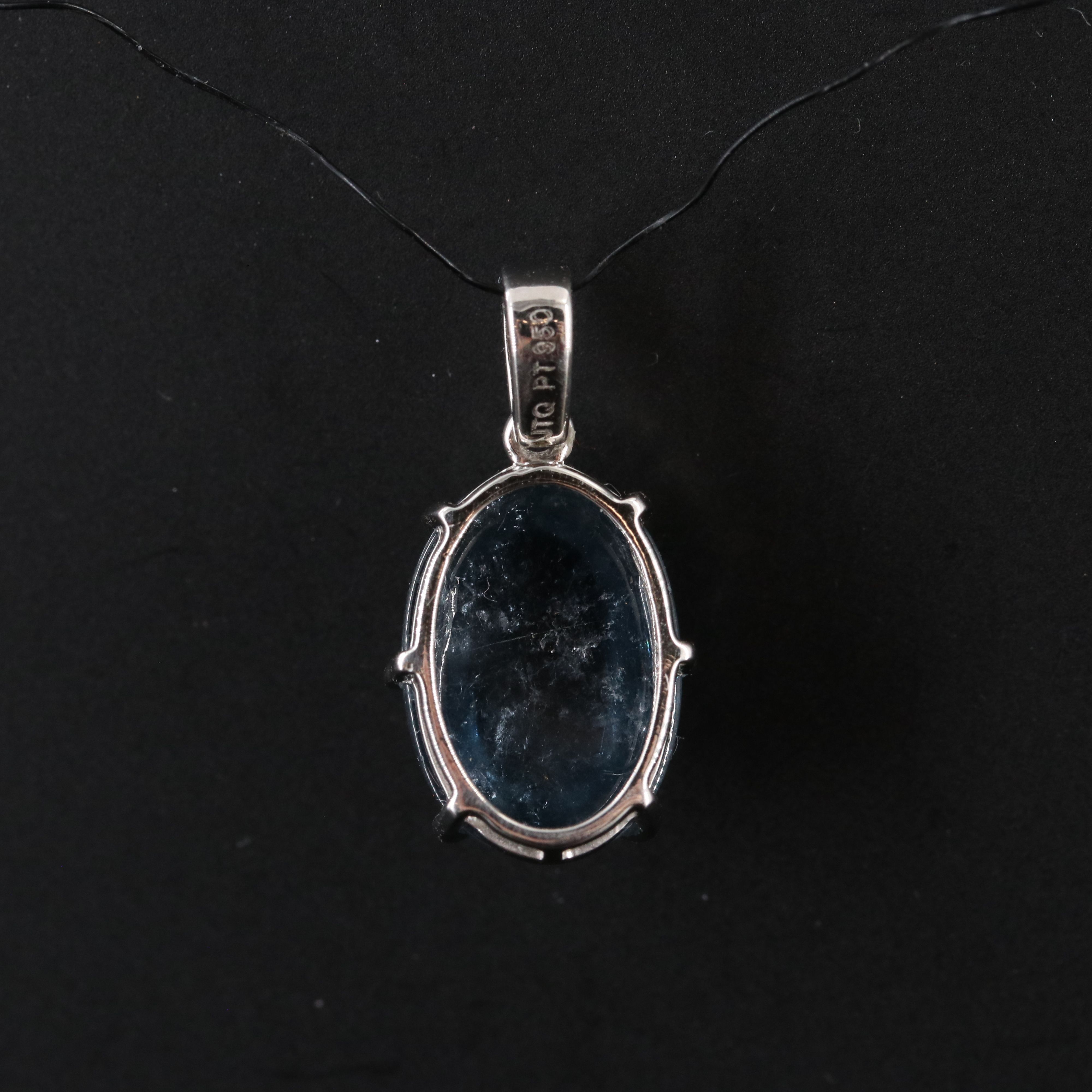 Platinum 7.95 CT Tourmaline and White Sapphire Oval Pendant