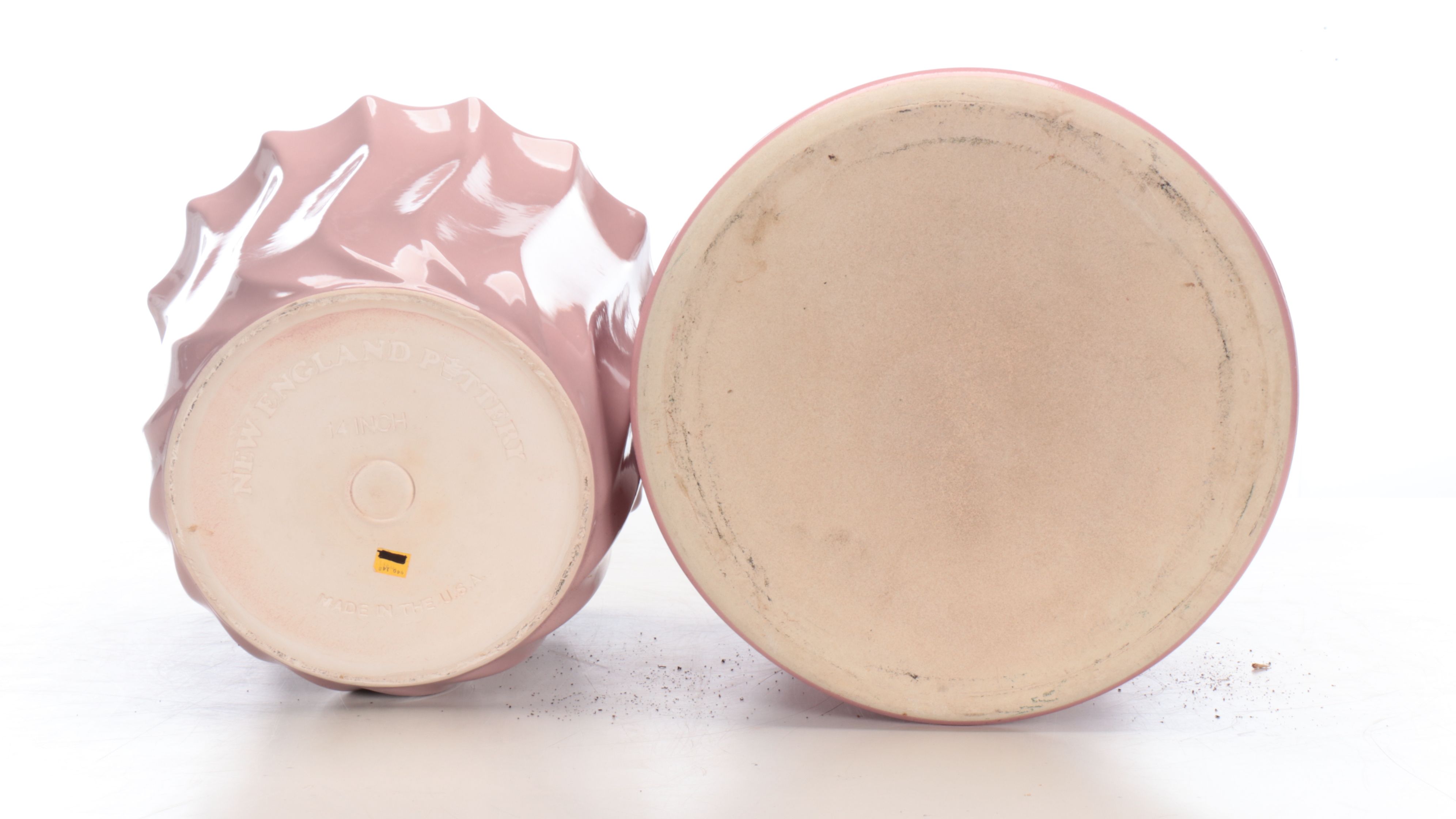 New England Pottery Pink Wave Ceramic Planter with Other Pink Planter