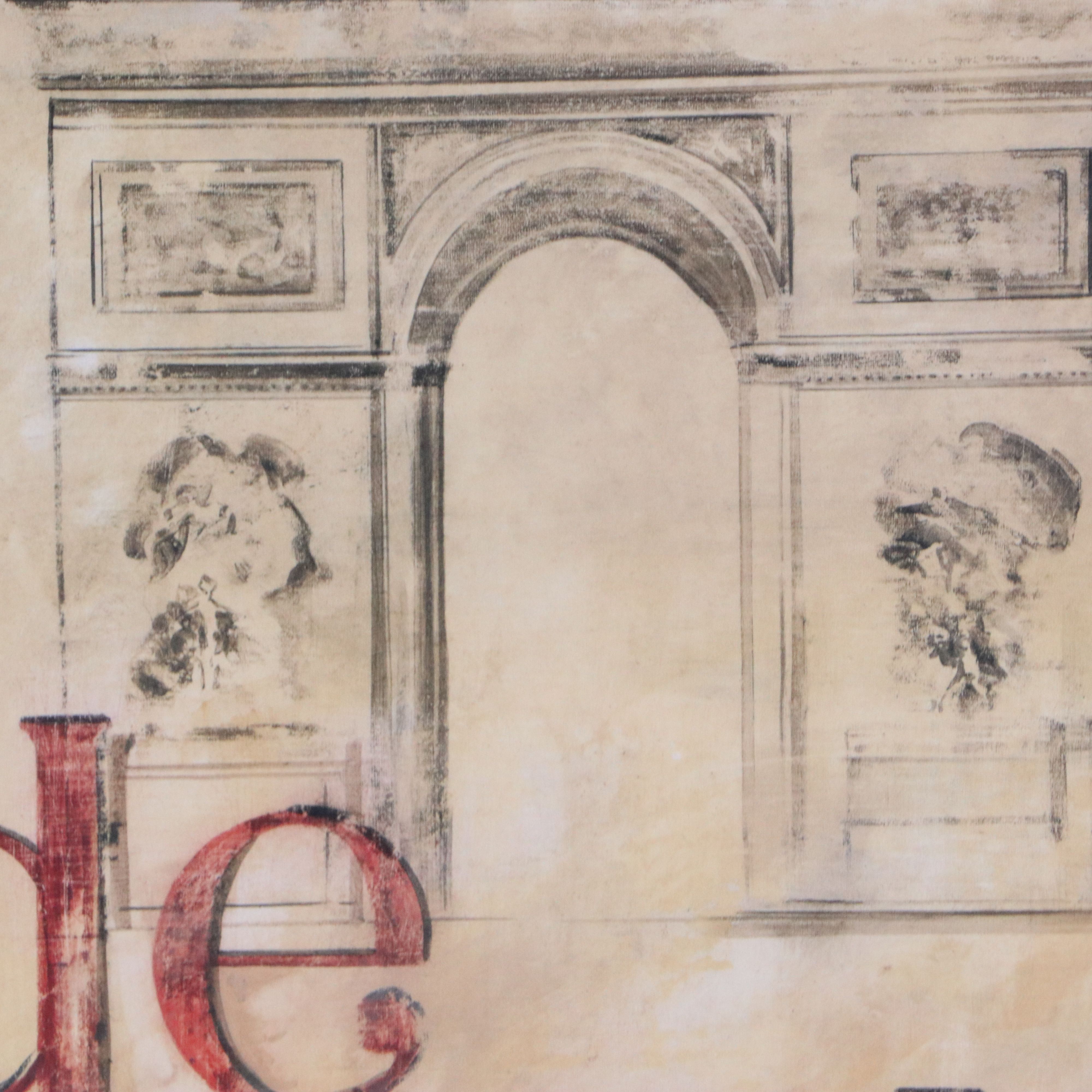 After Fabrice de Villeneuve Offset Lithograph "Weekend in Paris," Late 20th C.