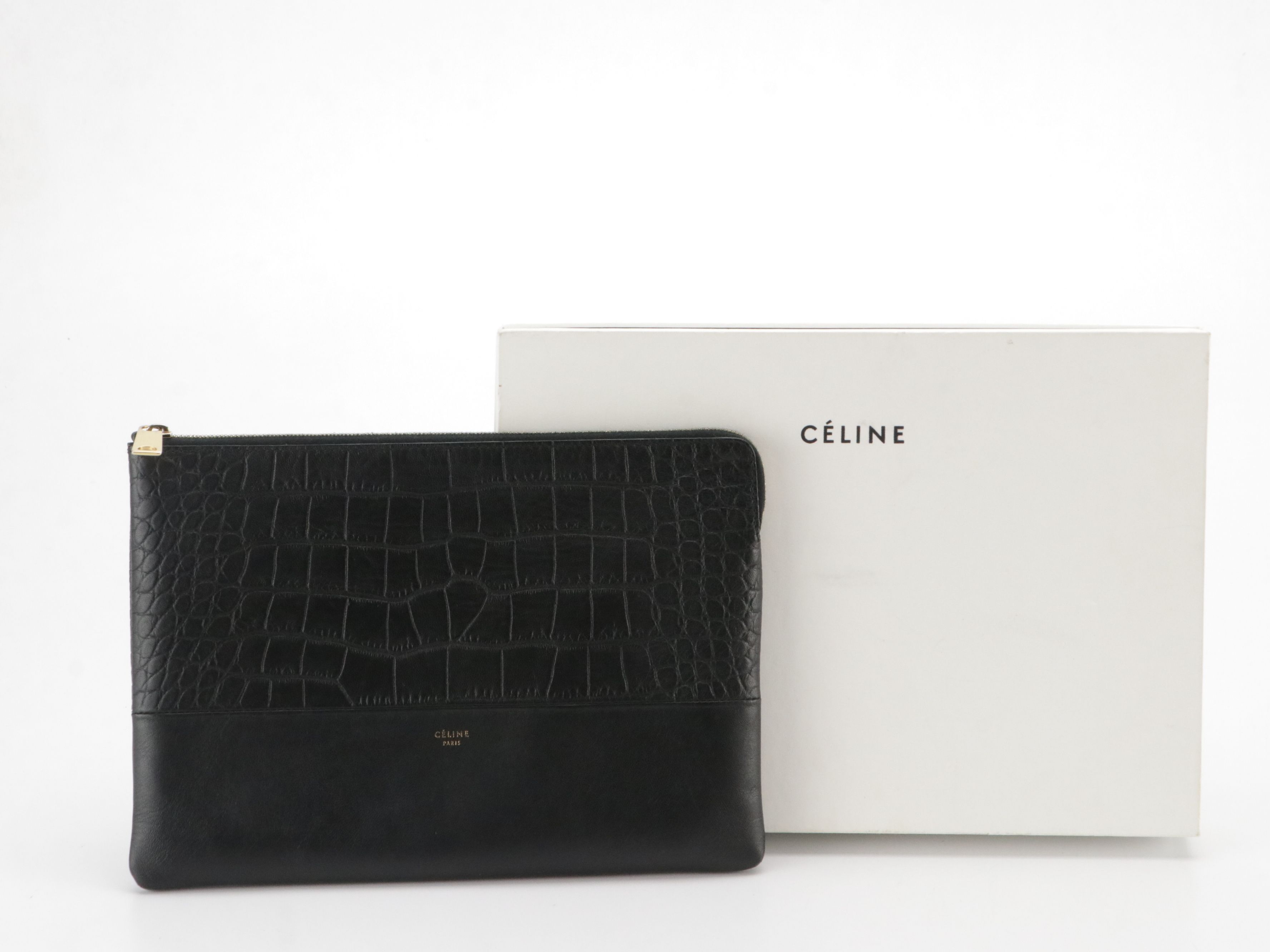 Celine Clutch Pouch in Lambskin Leather with Box