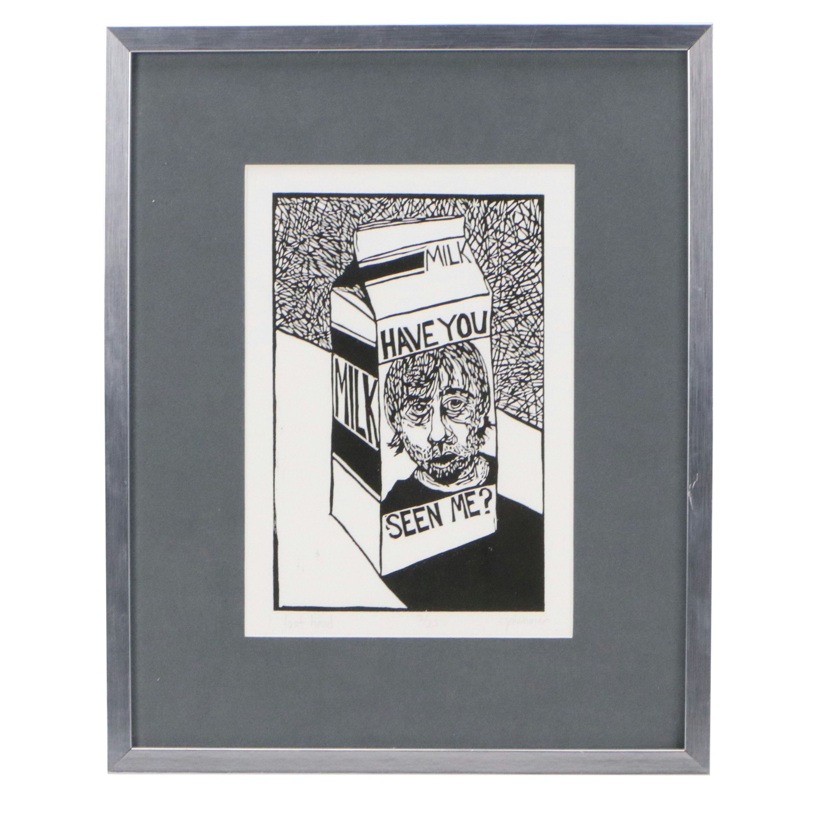 C. Plummer Woodcut "Lost Head," Late 20th Century