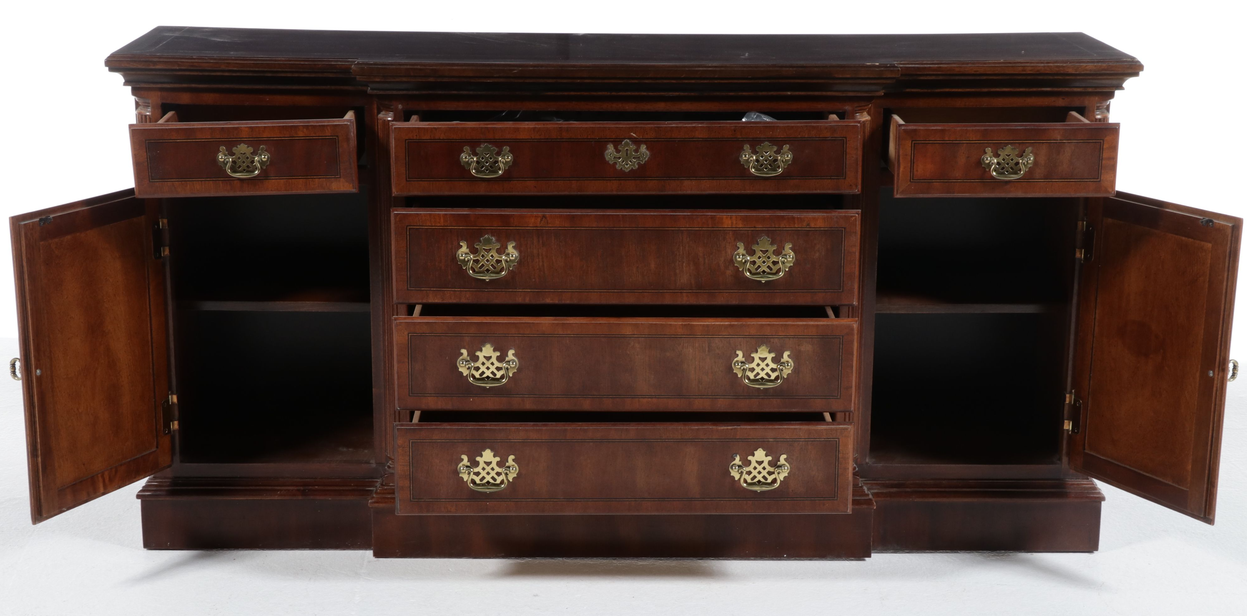 Chippendale Style Mahogany Breakfront China Cabinet