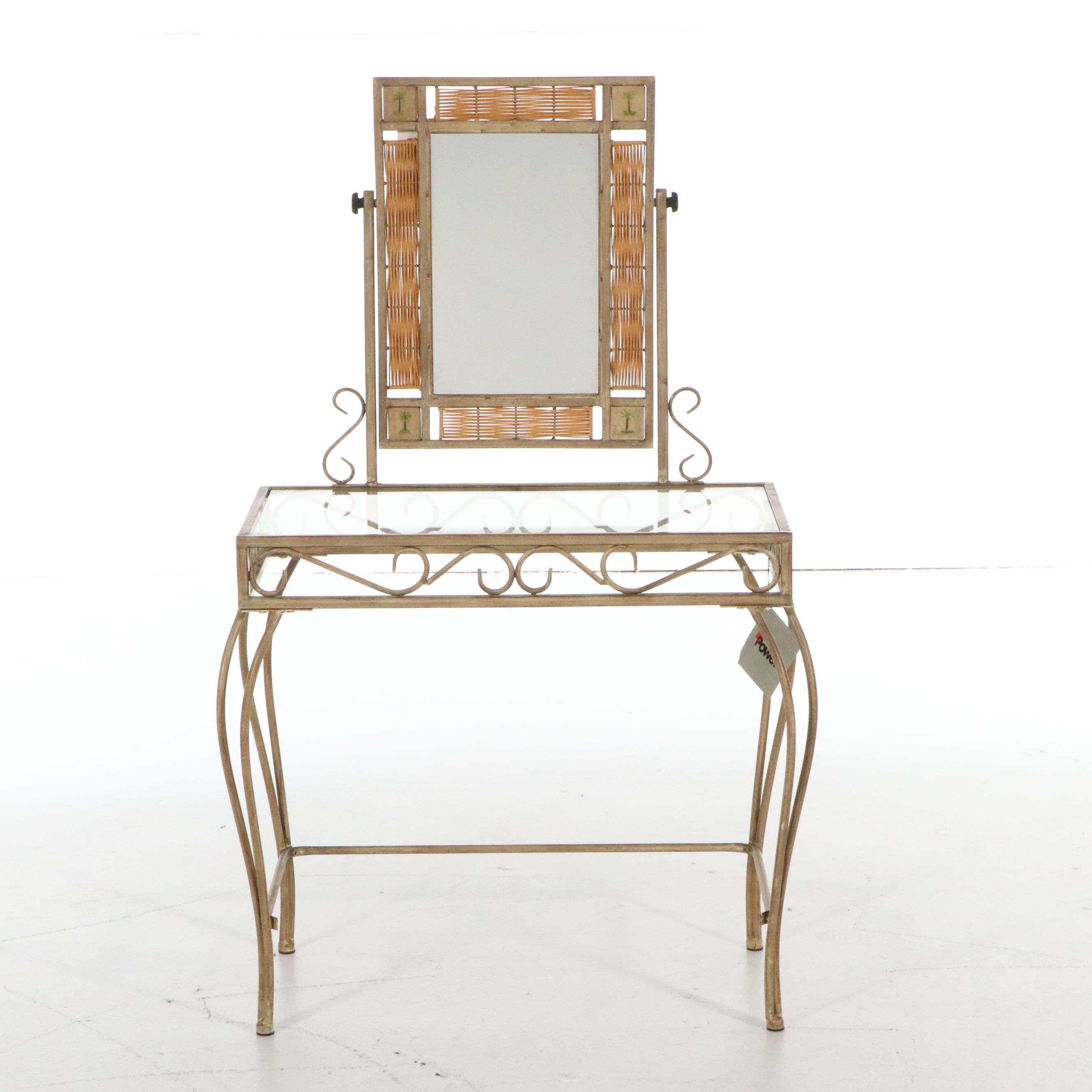 Powell Furniture Tropical Style Wrought Iron Vanity and Stool, 21st Century