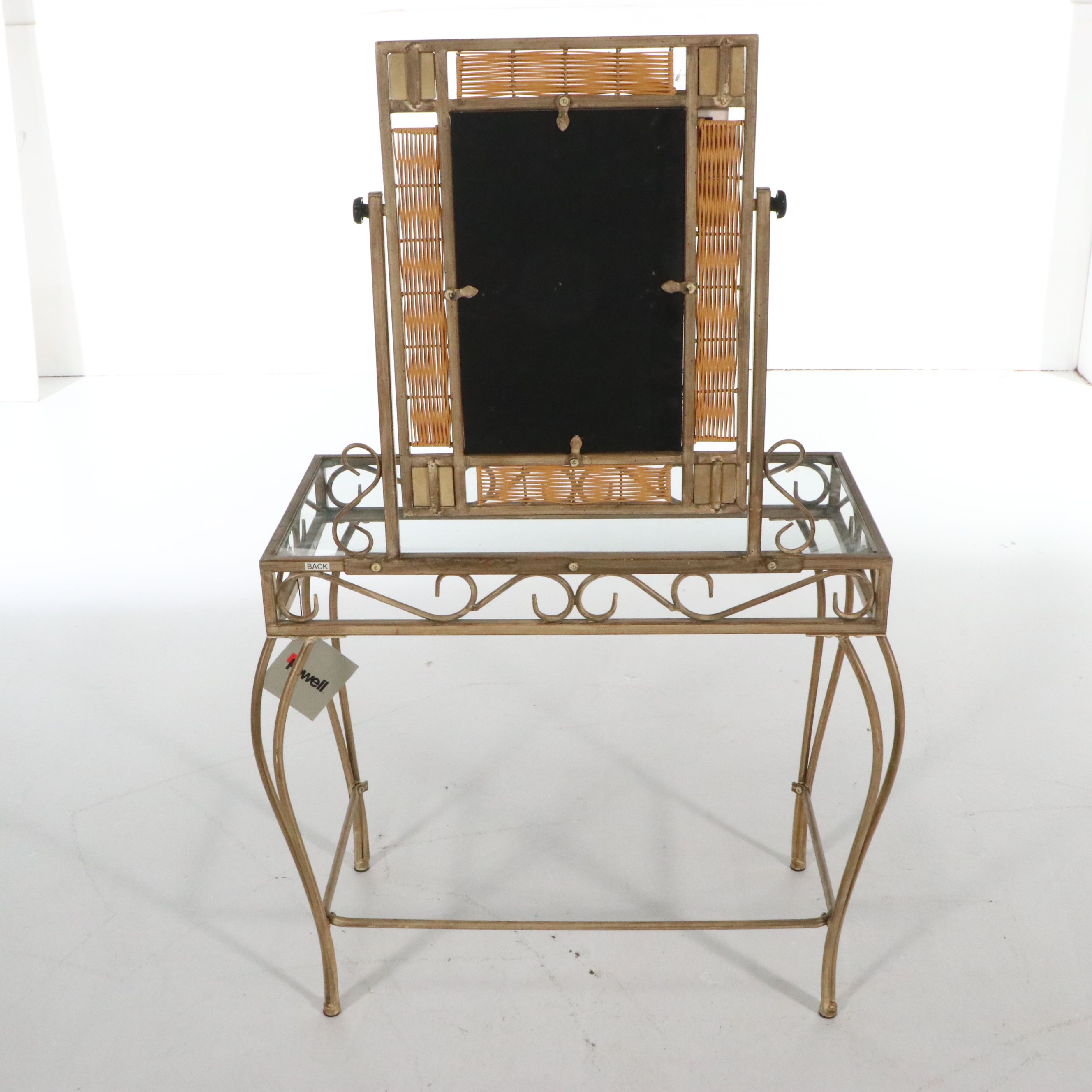 Powell Furniture Tropical Style Wrought Iron Vanity and Stool, 21st Century