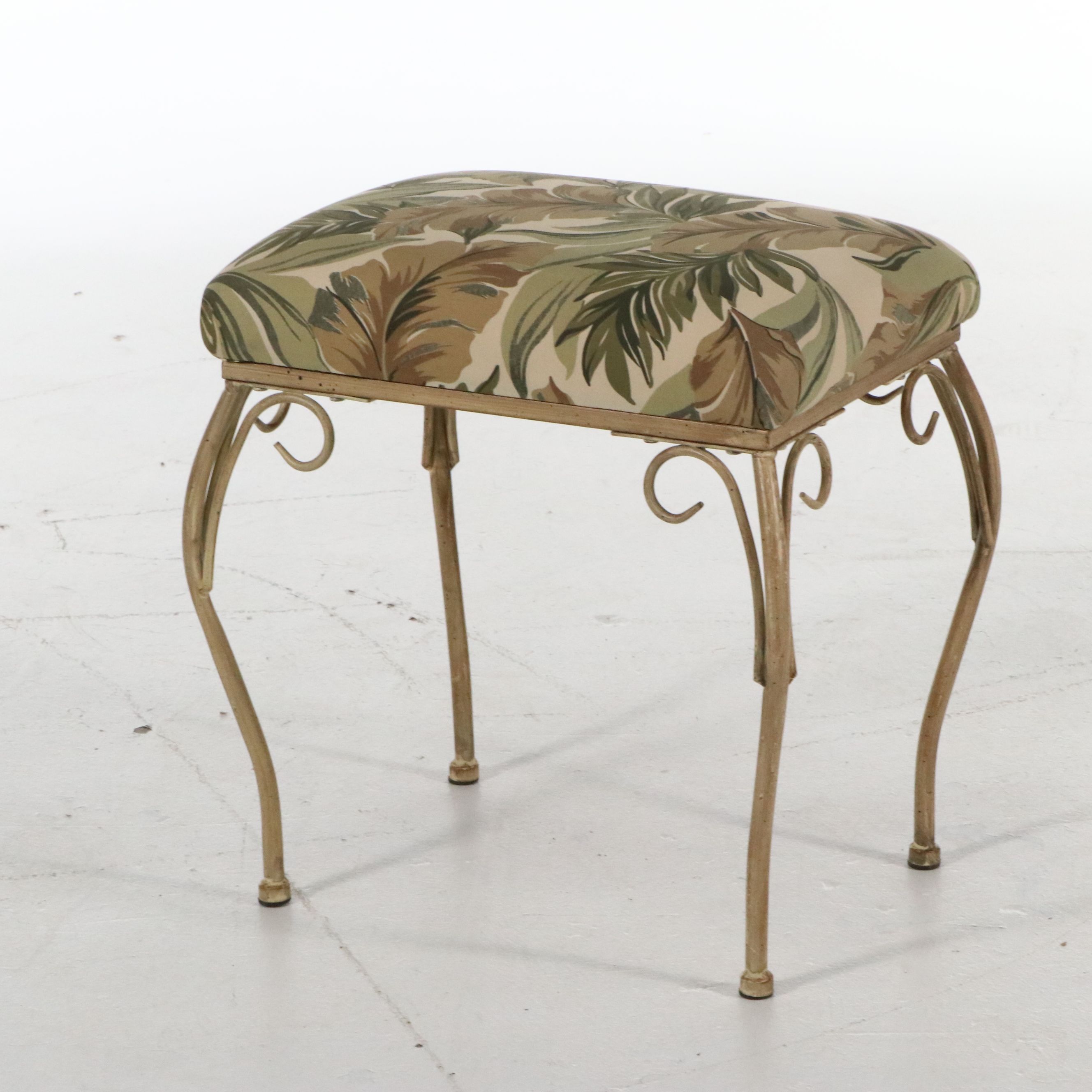 Powell Furniture Tropical Style Wrought Iron Vanity and Stool, 21st Century