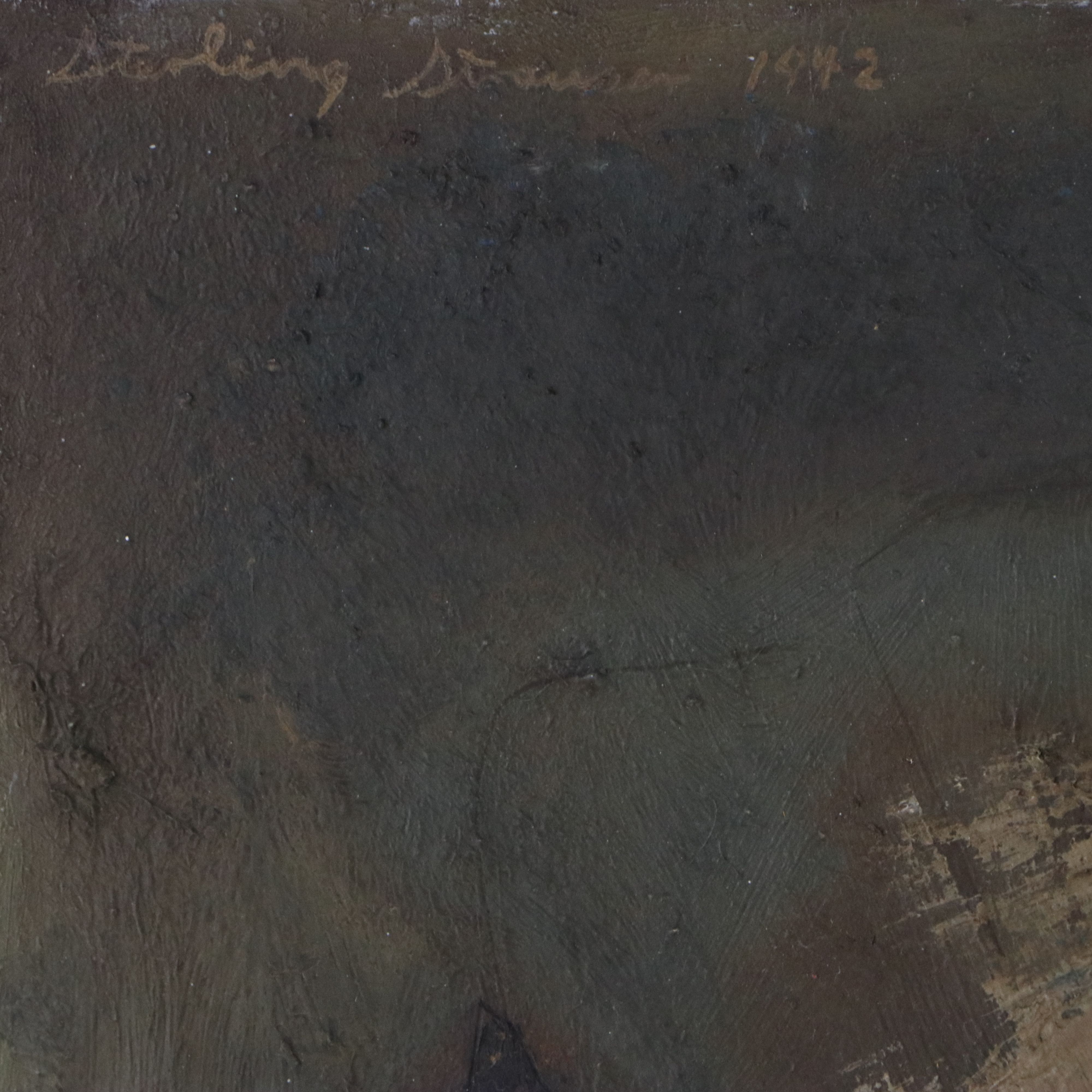 Sterling Strauser Oil Painting of Nocturne with Three Figures and Cat, 1942