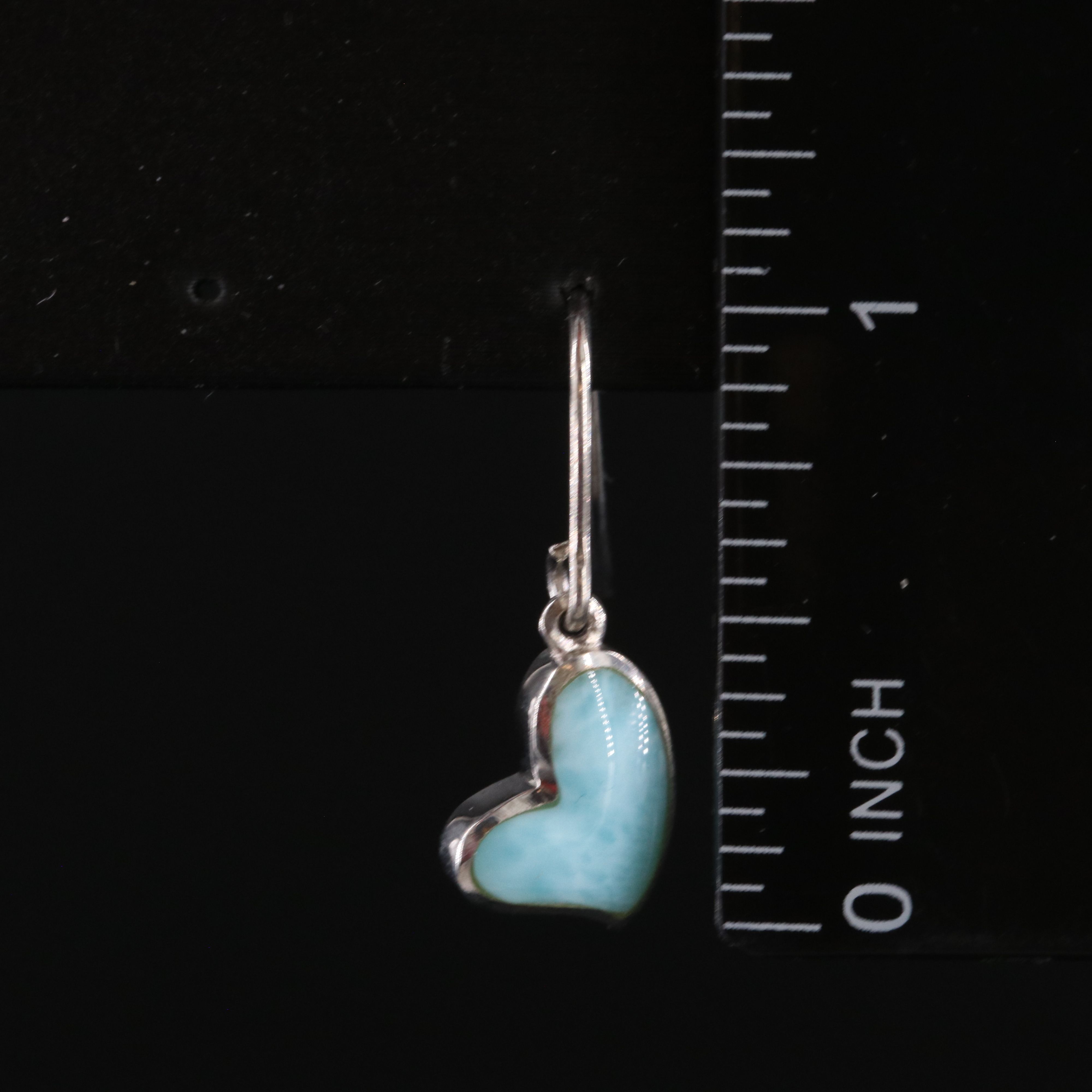 Sterling Larimar Heart Dangle Earrings