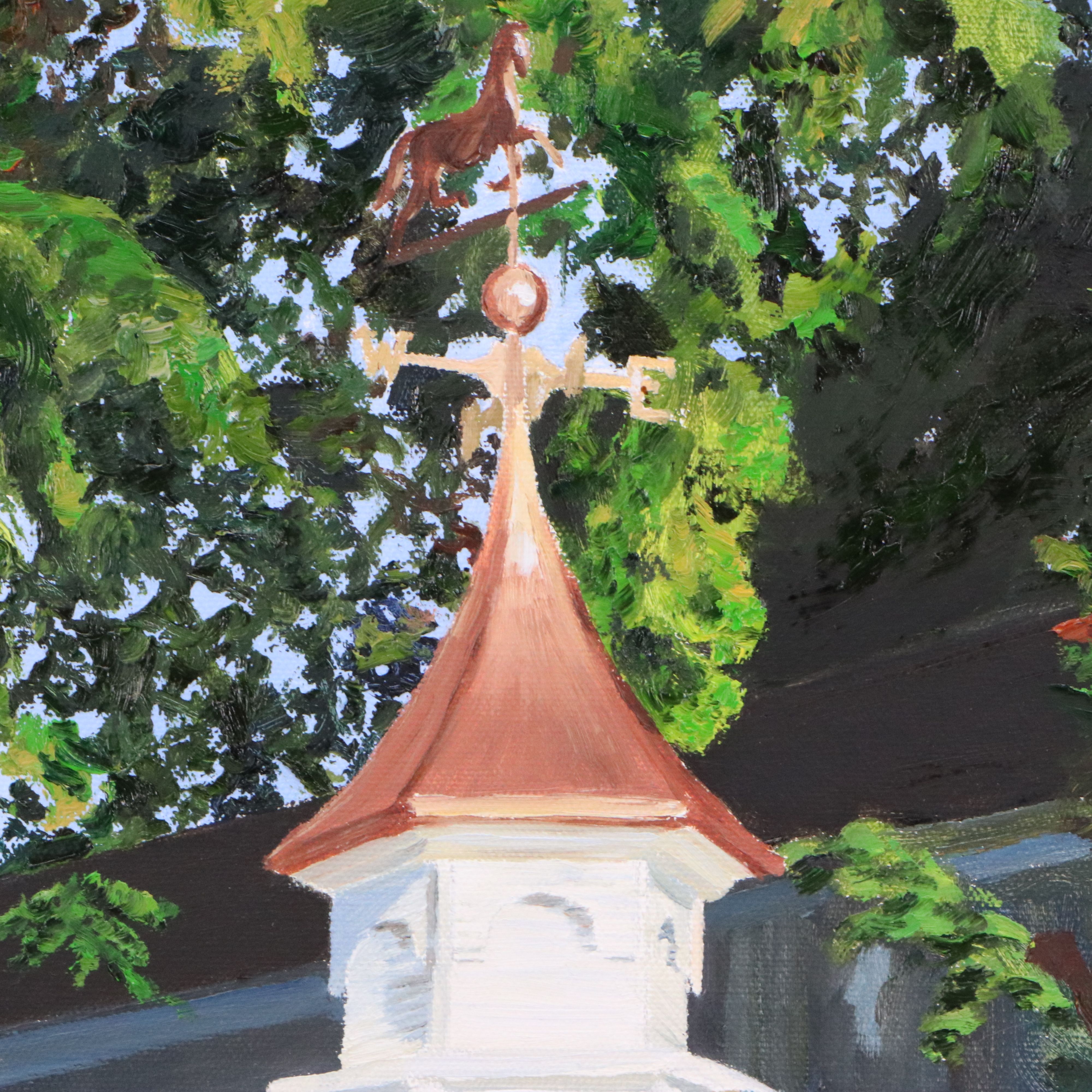 Lush Garden Landscape Acrylic Painting, 21st Century