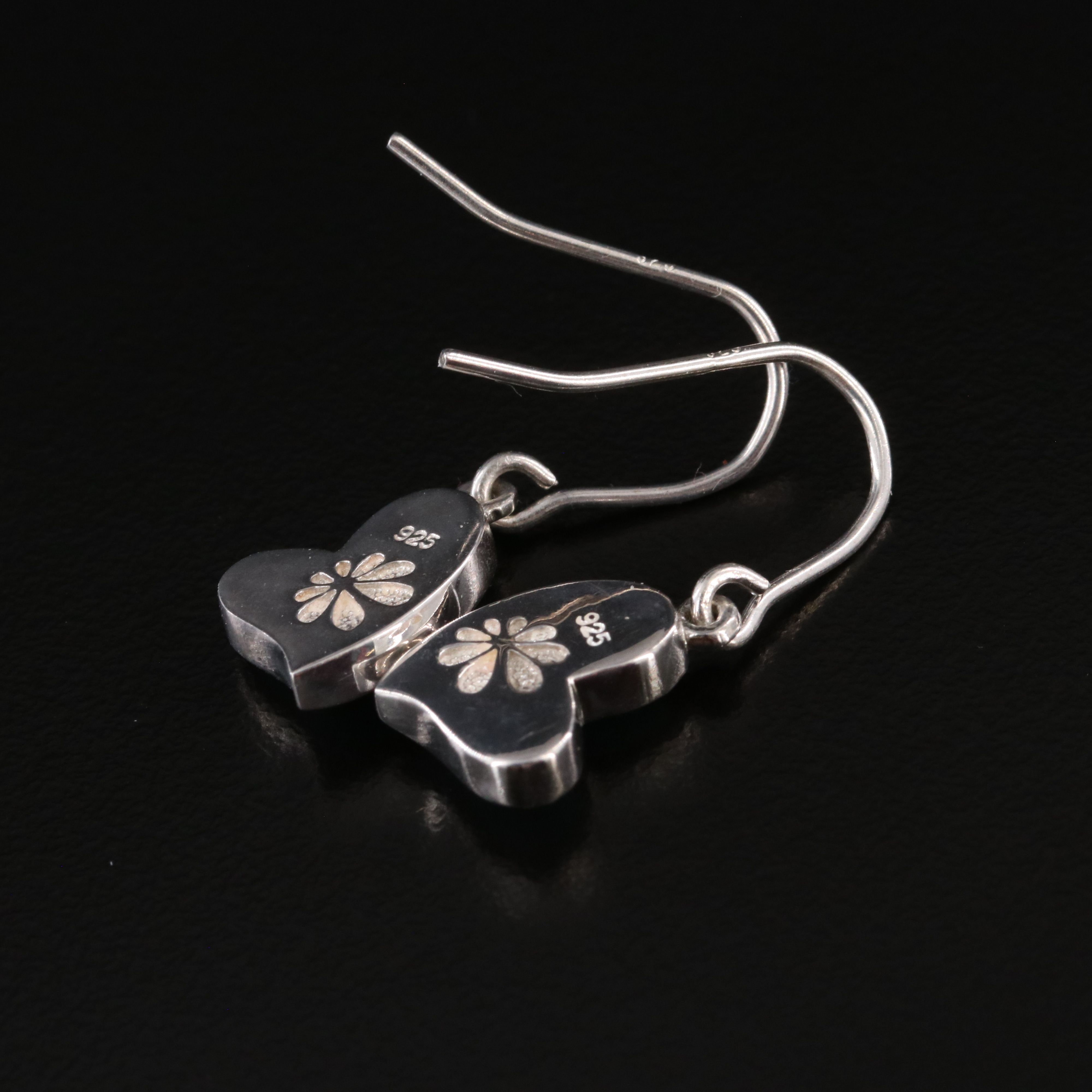 Sterling Larimar Heart Dangle Earrings