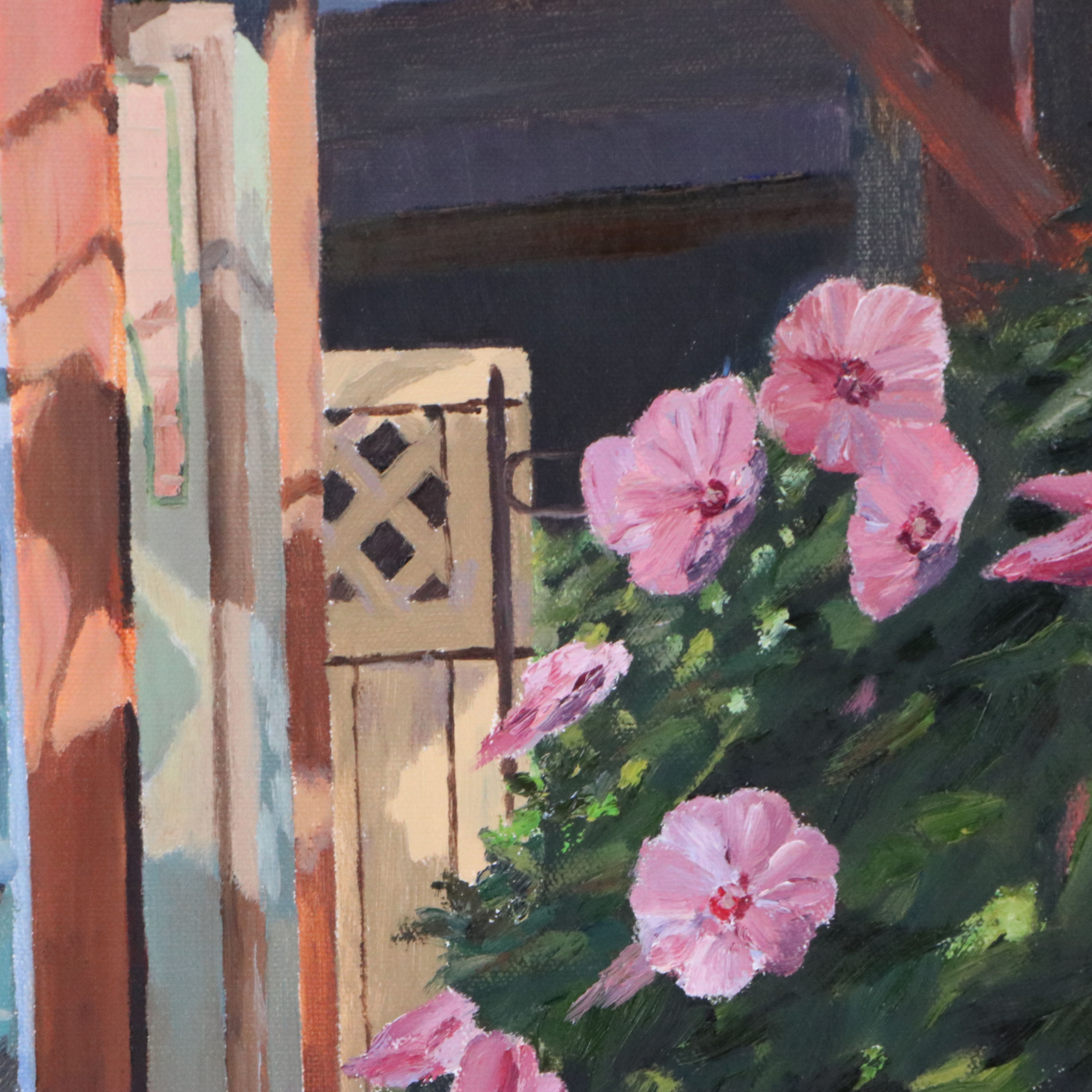 Lush Garden Landscape Acrylic Painting, 21st Century