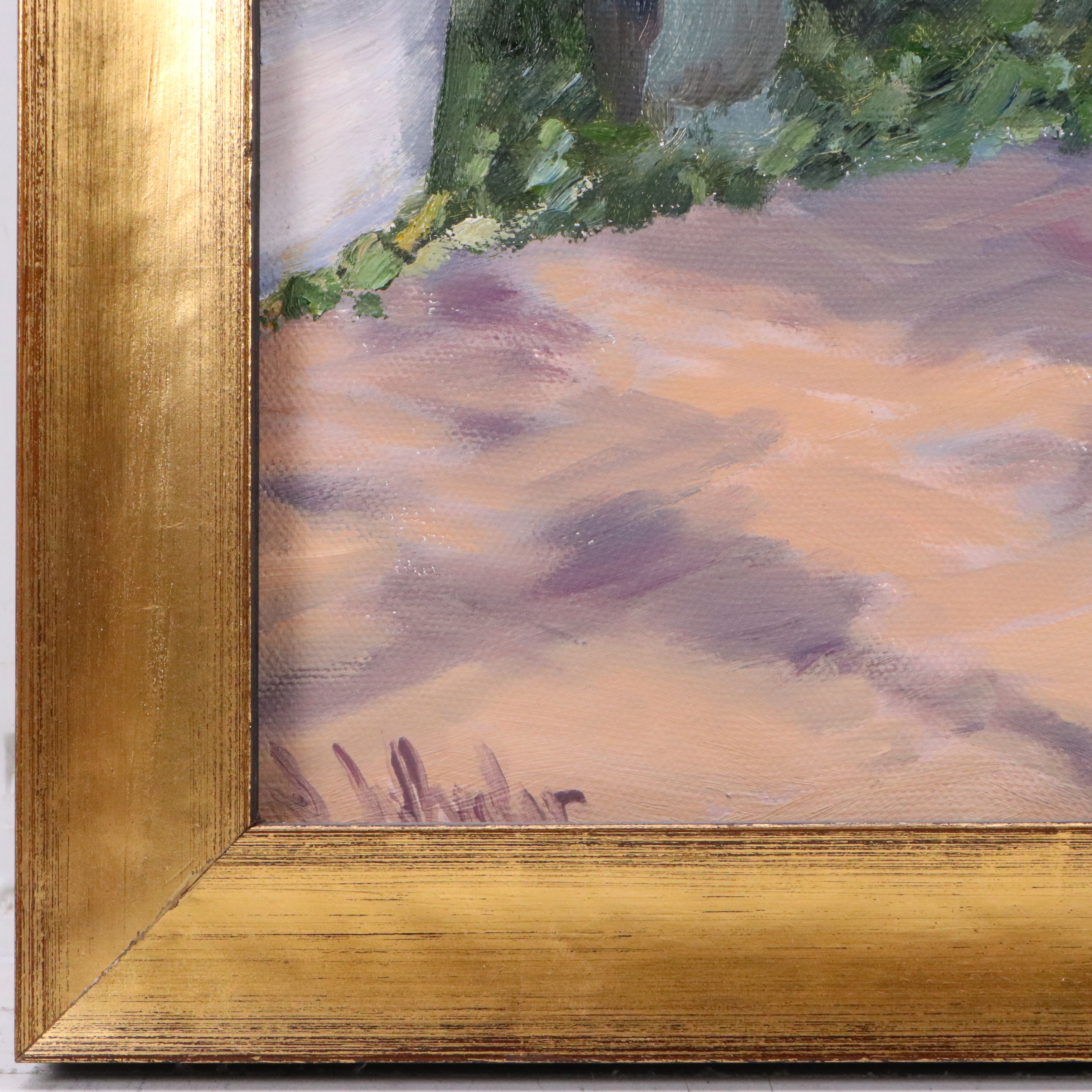 Lush Garden Landscape Acrylic Painting, 21st Century