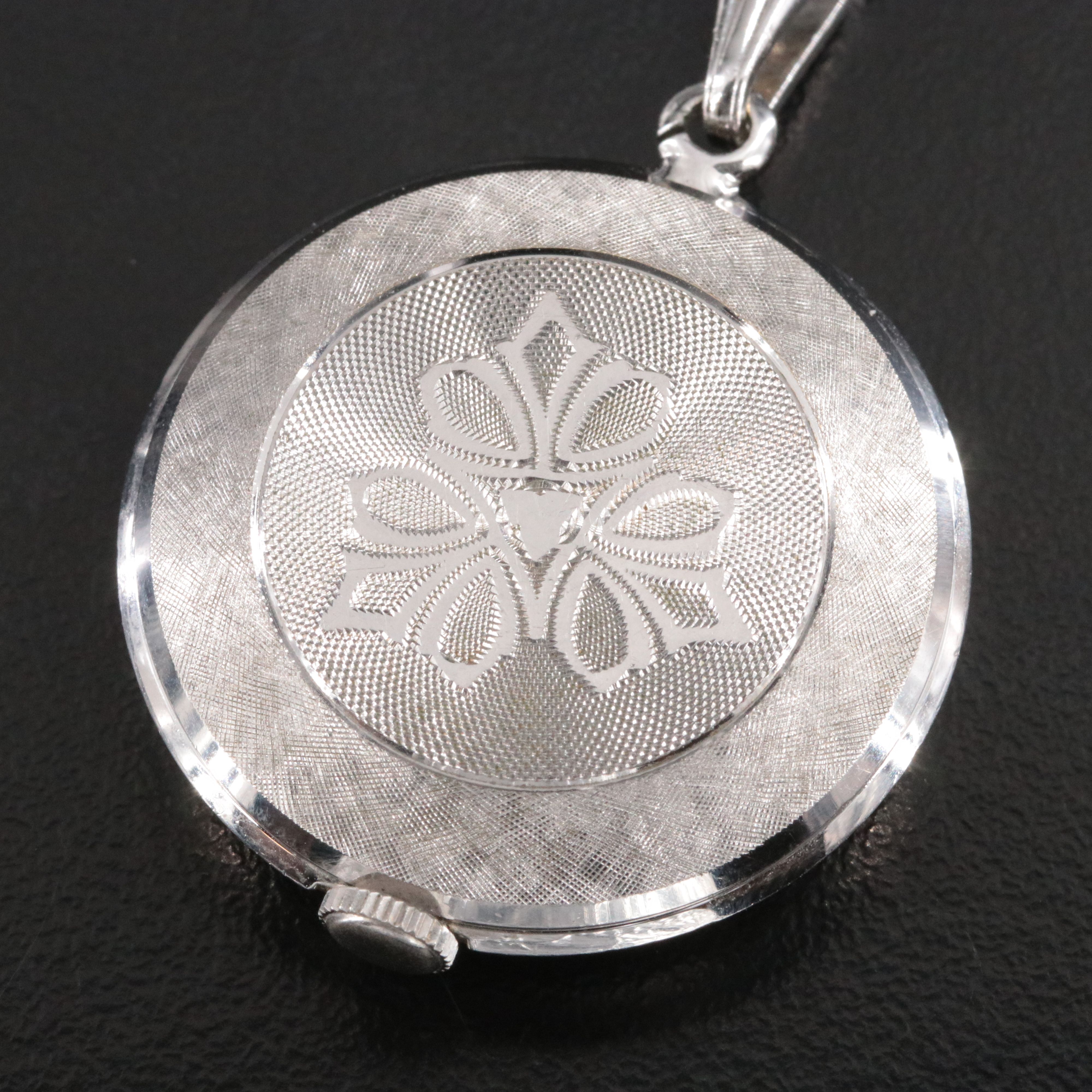 Bucherer Two-Tone Silver Tone Swiss Stem Wind Pendant Watch