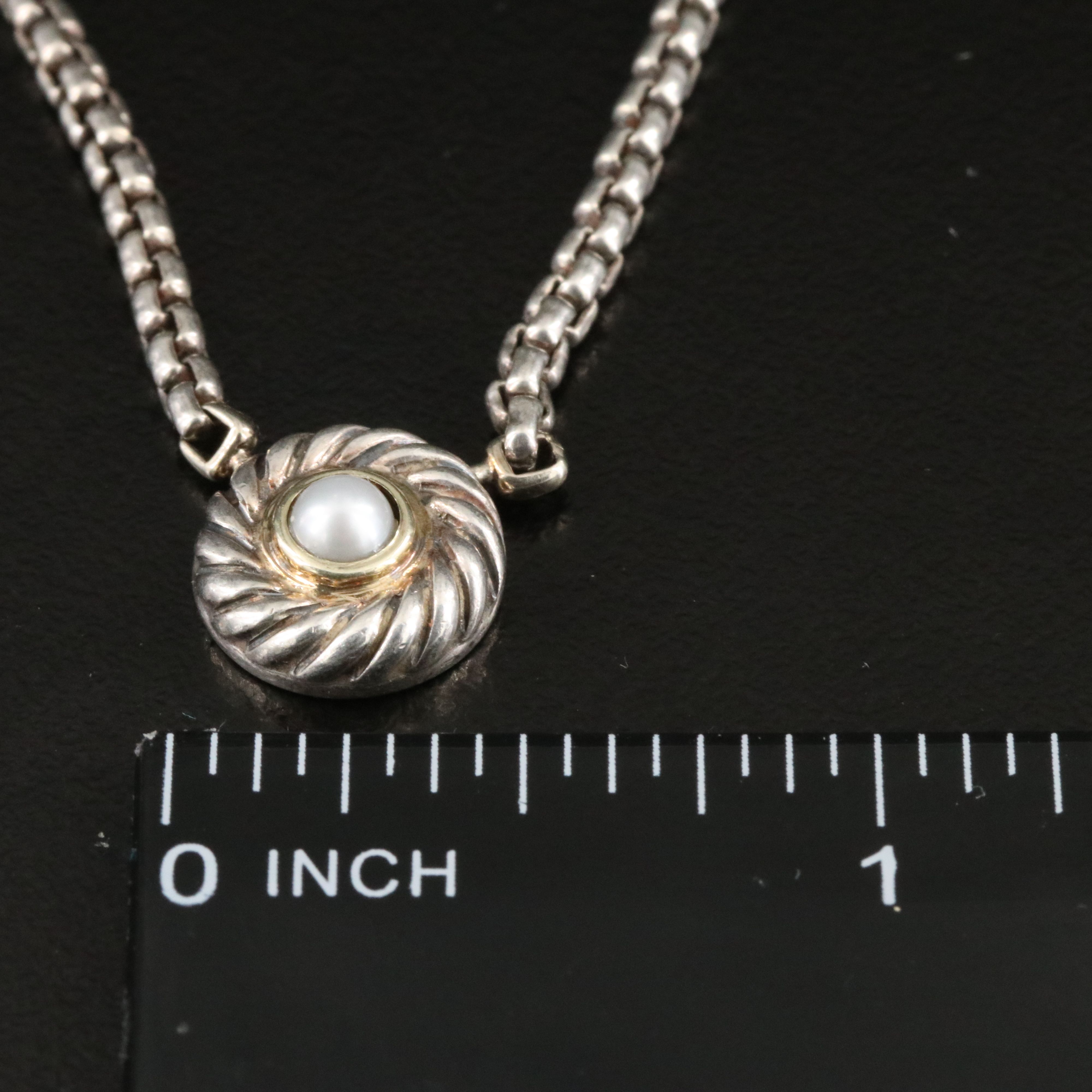 David Yurman Sterling and Pearl Cookie Necklace with 14K Accent