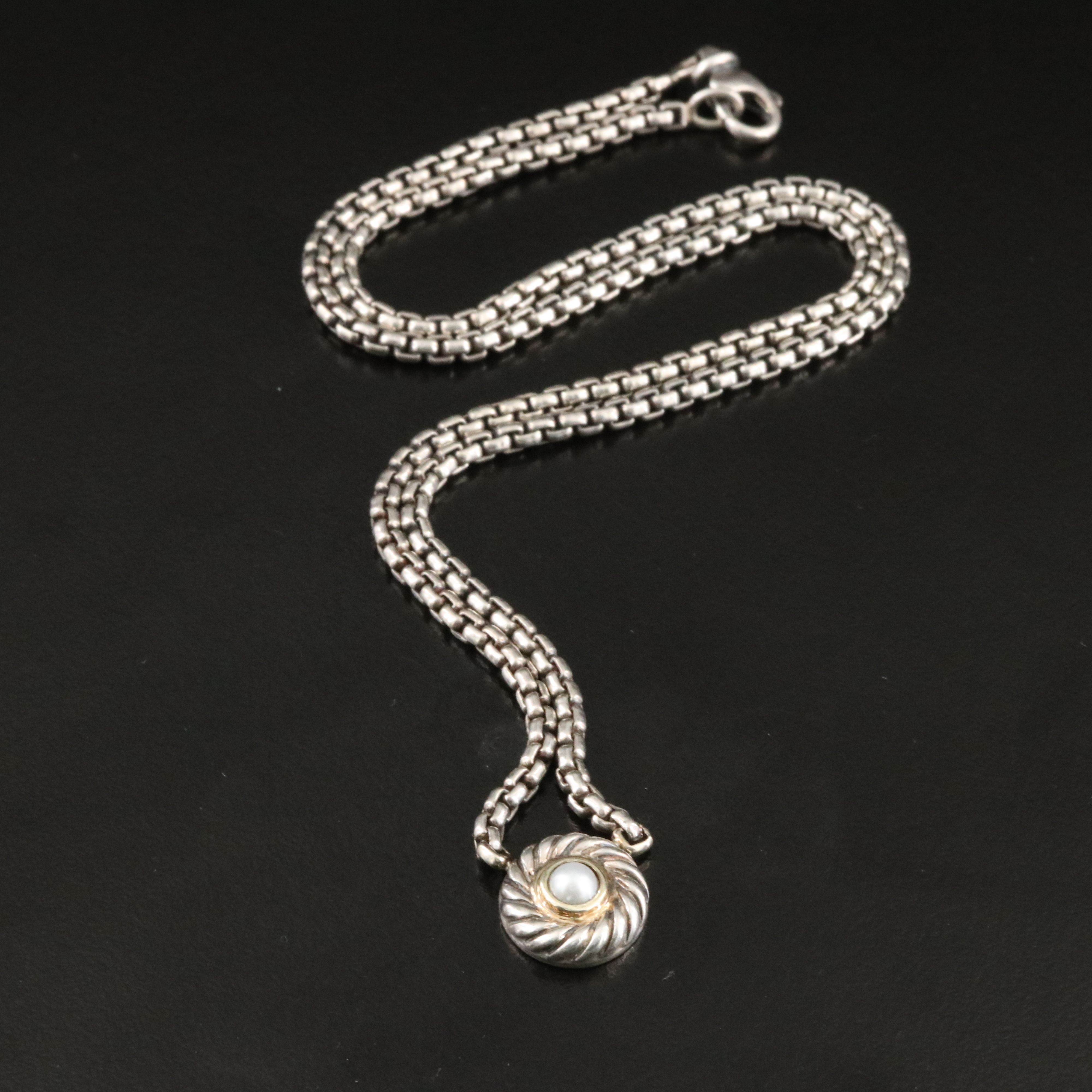 David Yurman Sterling and Pearl Cookie Necklace with 14K Accent