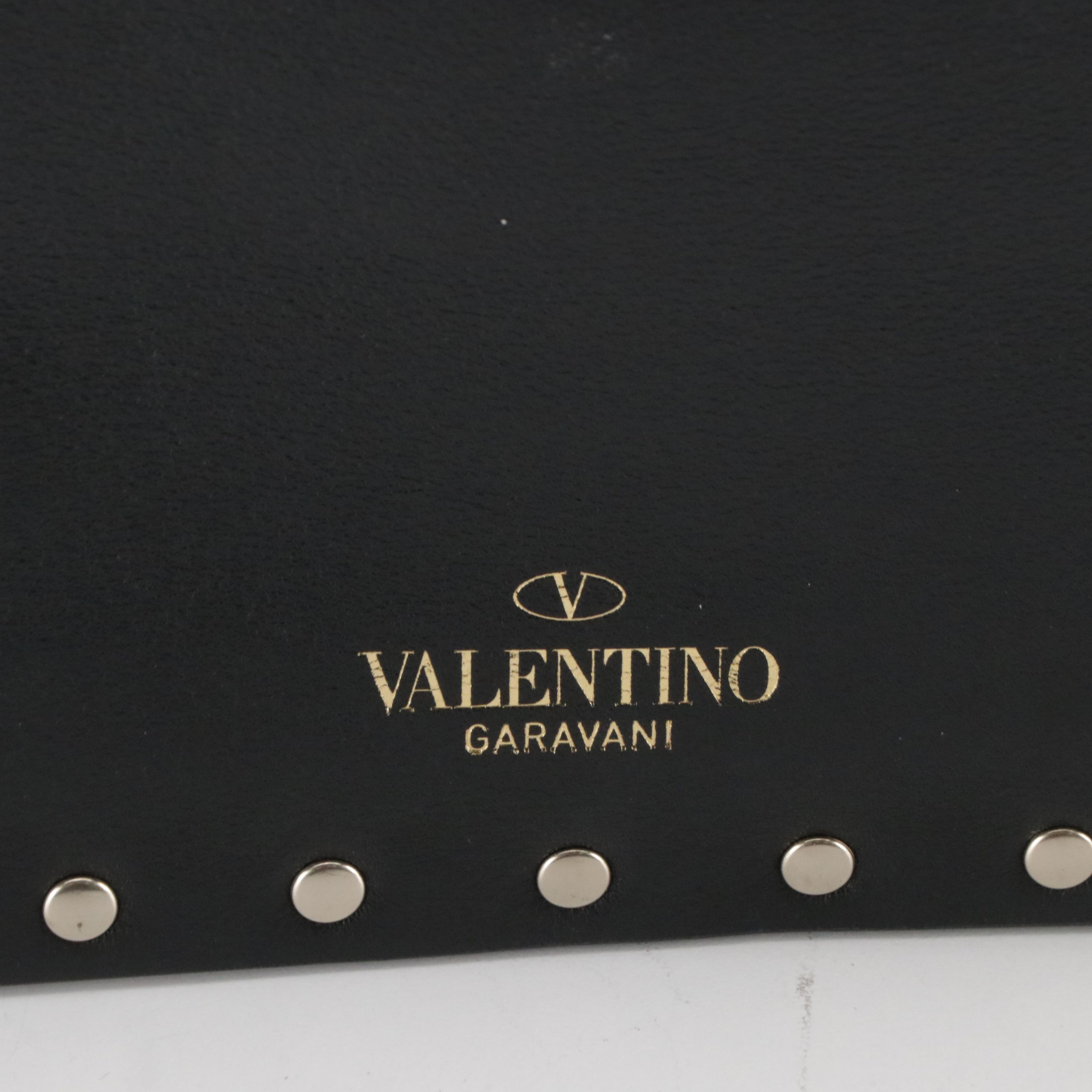 Valentino Garavani Envelope Flap Wristlet Clutch in Rockstud Black Calfskin