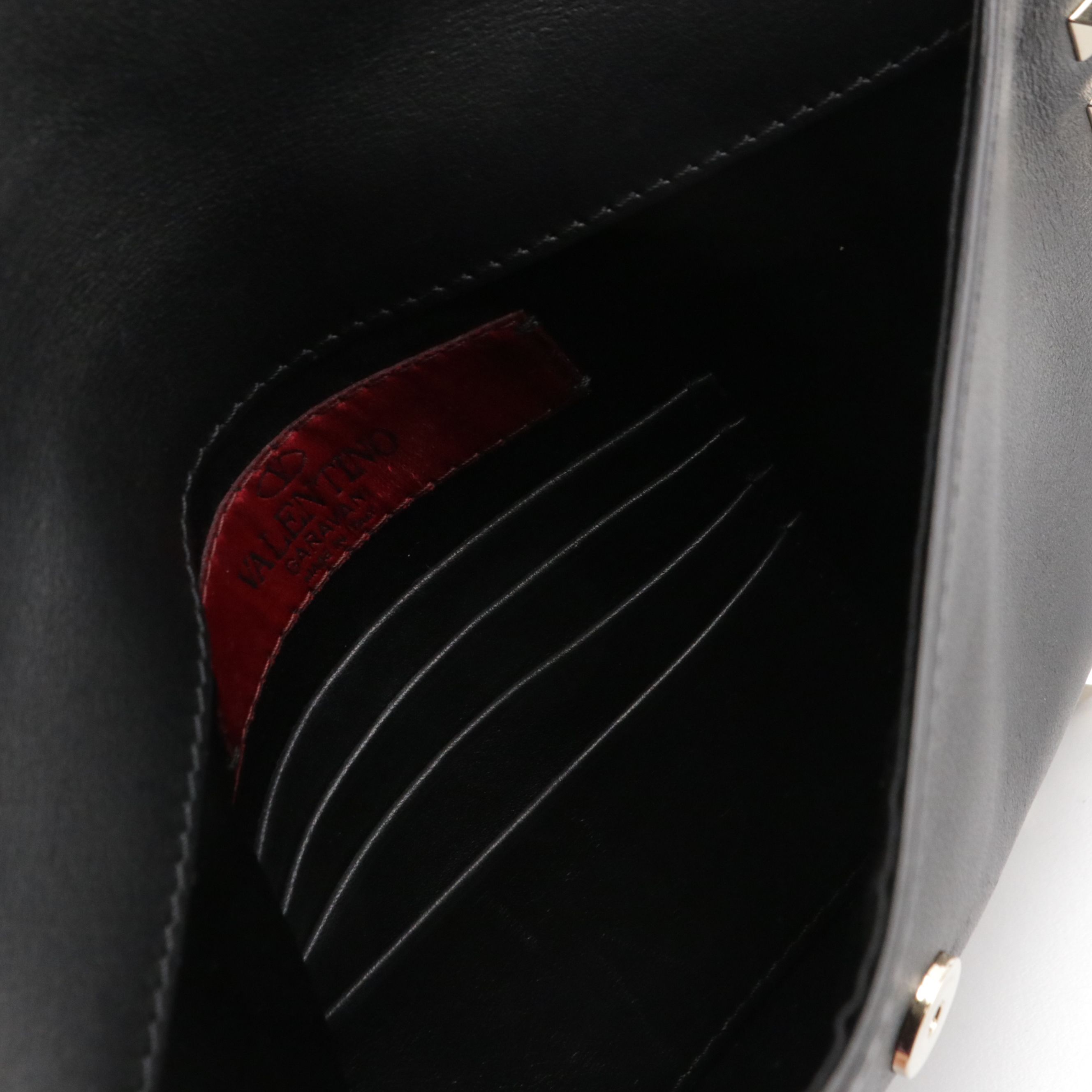 Valentino Garavani Envelope Flap Wristlet Clutch in Rockstud Black Calfskin