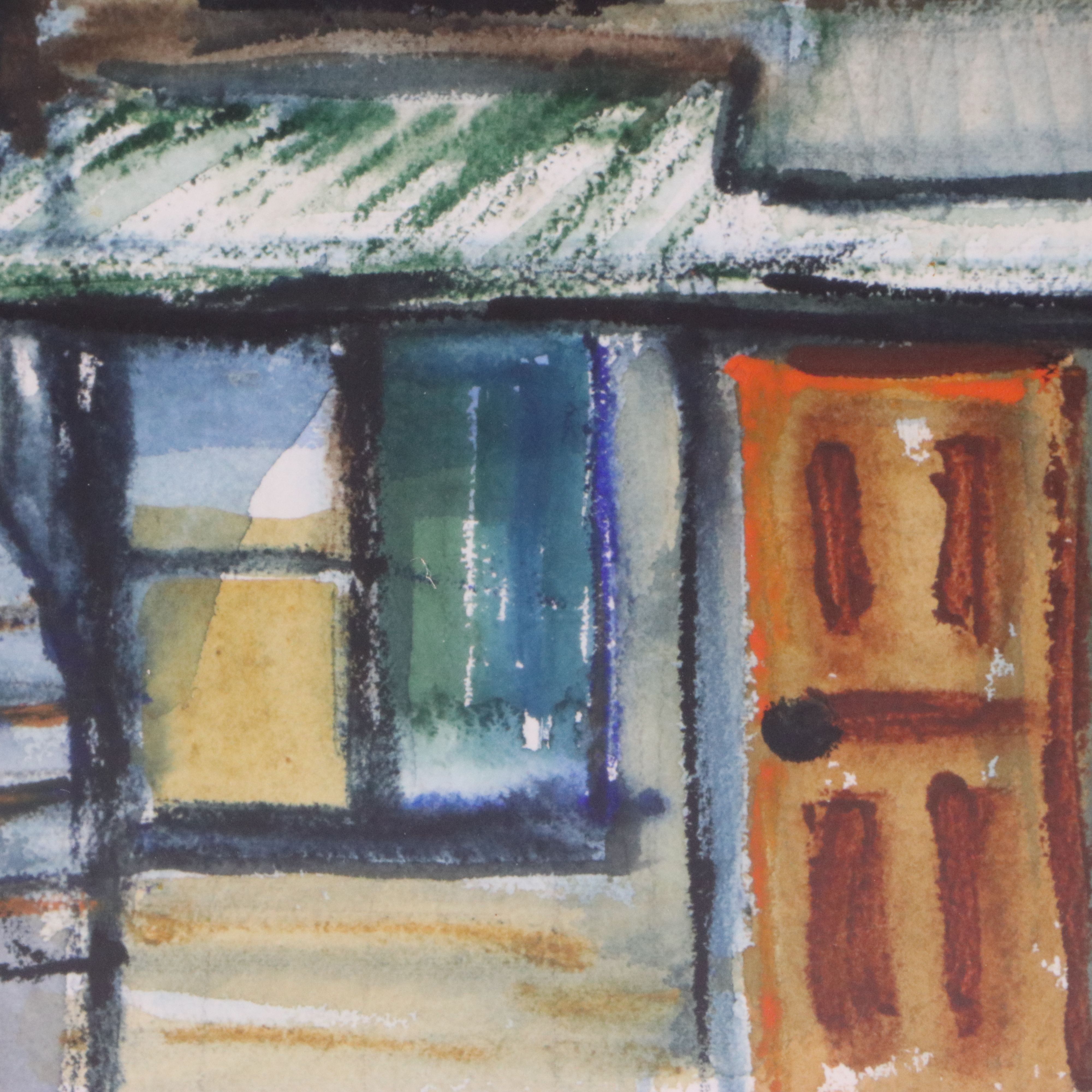 M.H. Wisner Architectural Watercolor Painting "Behind the Scenes," 1975