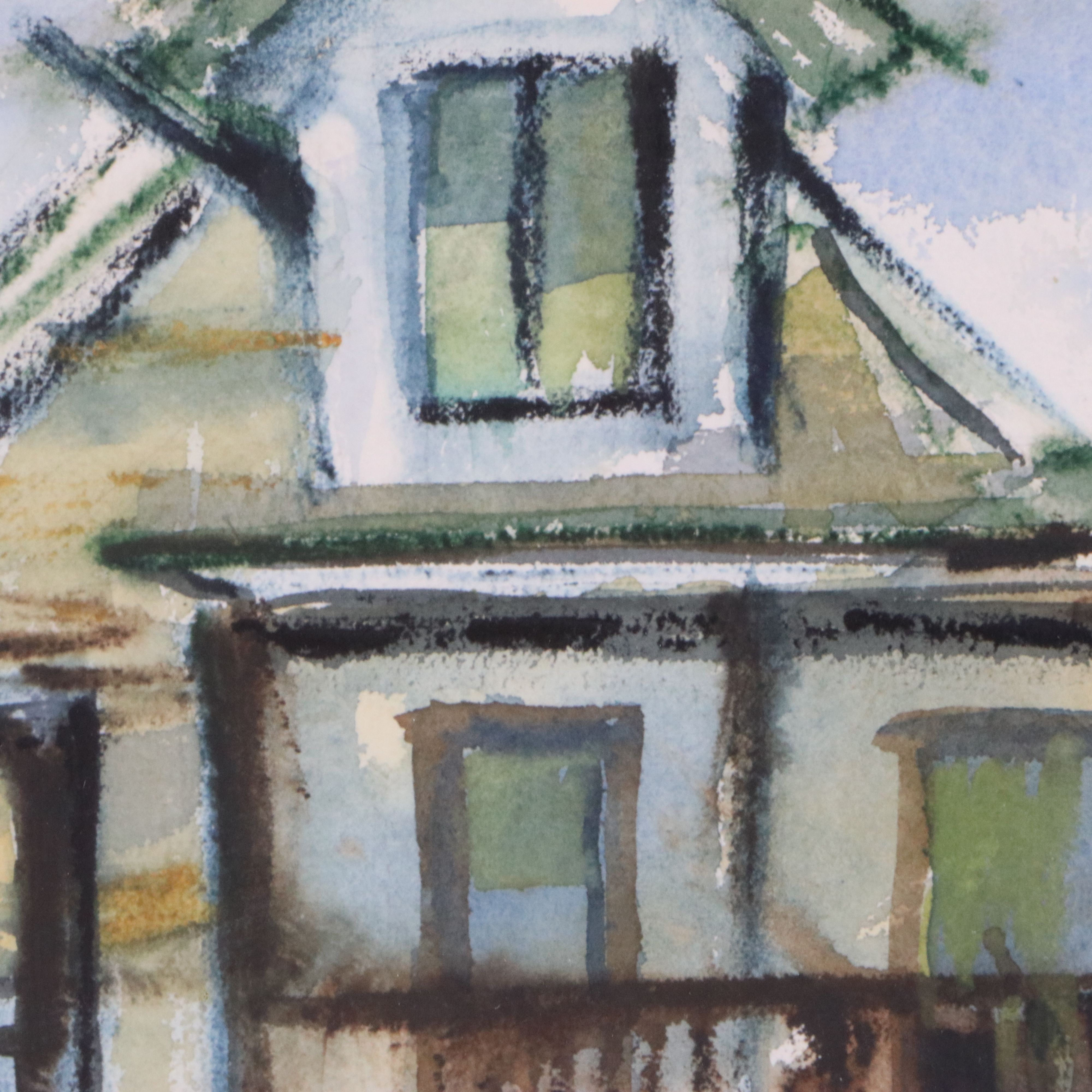 M.H. Wisner Architectural Watercolor Painting "Behind the Scenes," 1975