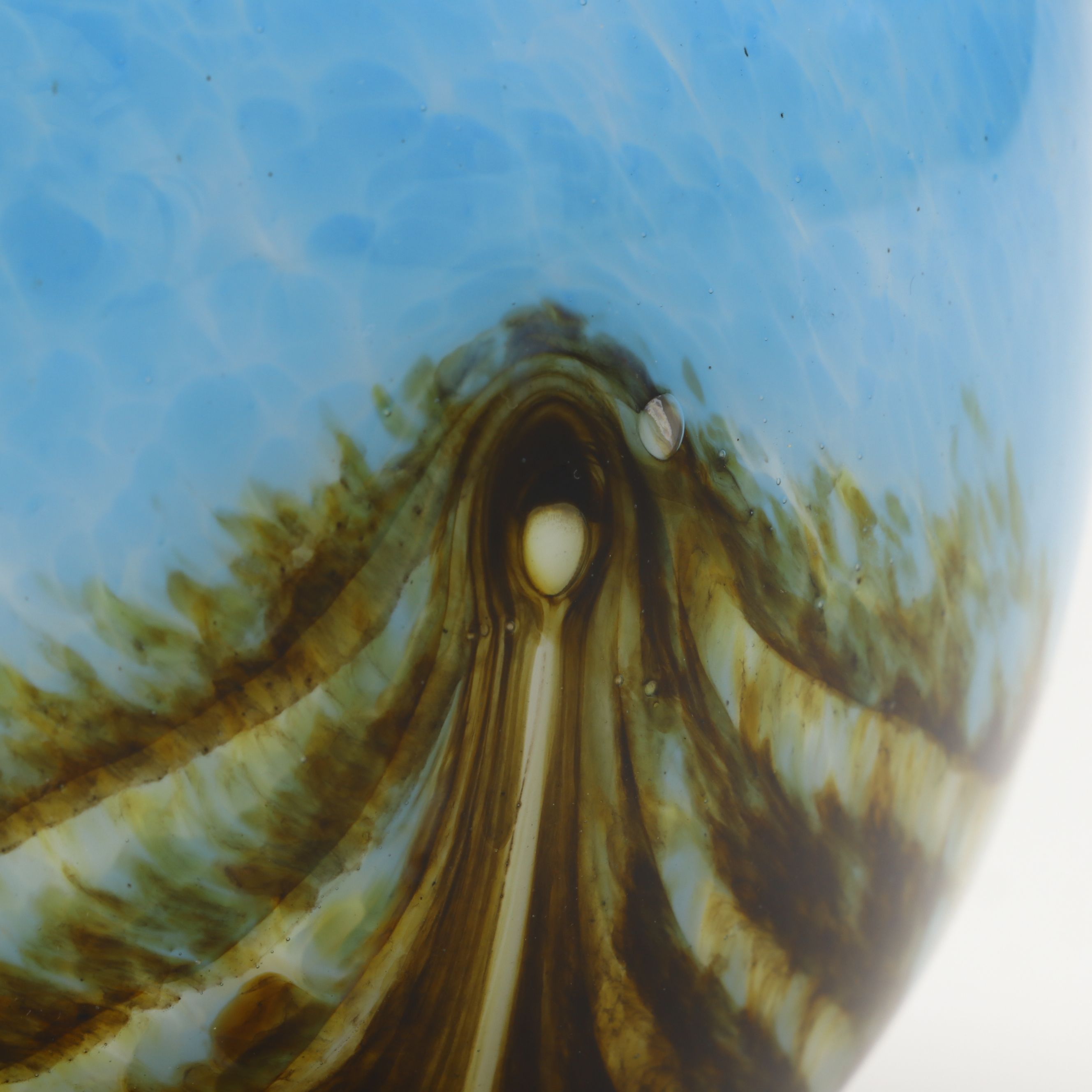 Blown Art Glass Marbled Ball Vase