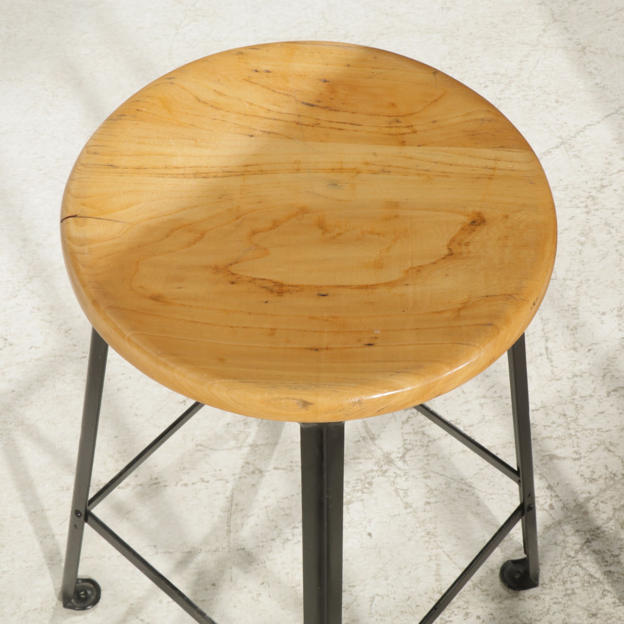 Postmodern High-Top Table with Pexto Industrial Tabletop and Nine Stools