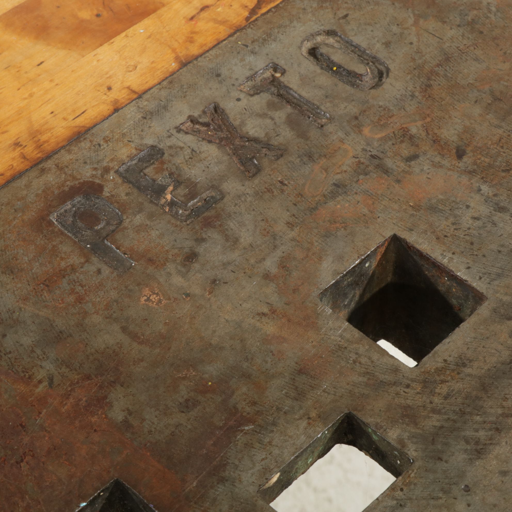 Postmodern High-Top Table with Pexto Industrial Tabletop and Nine Stools