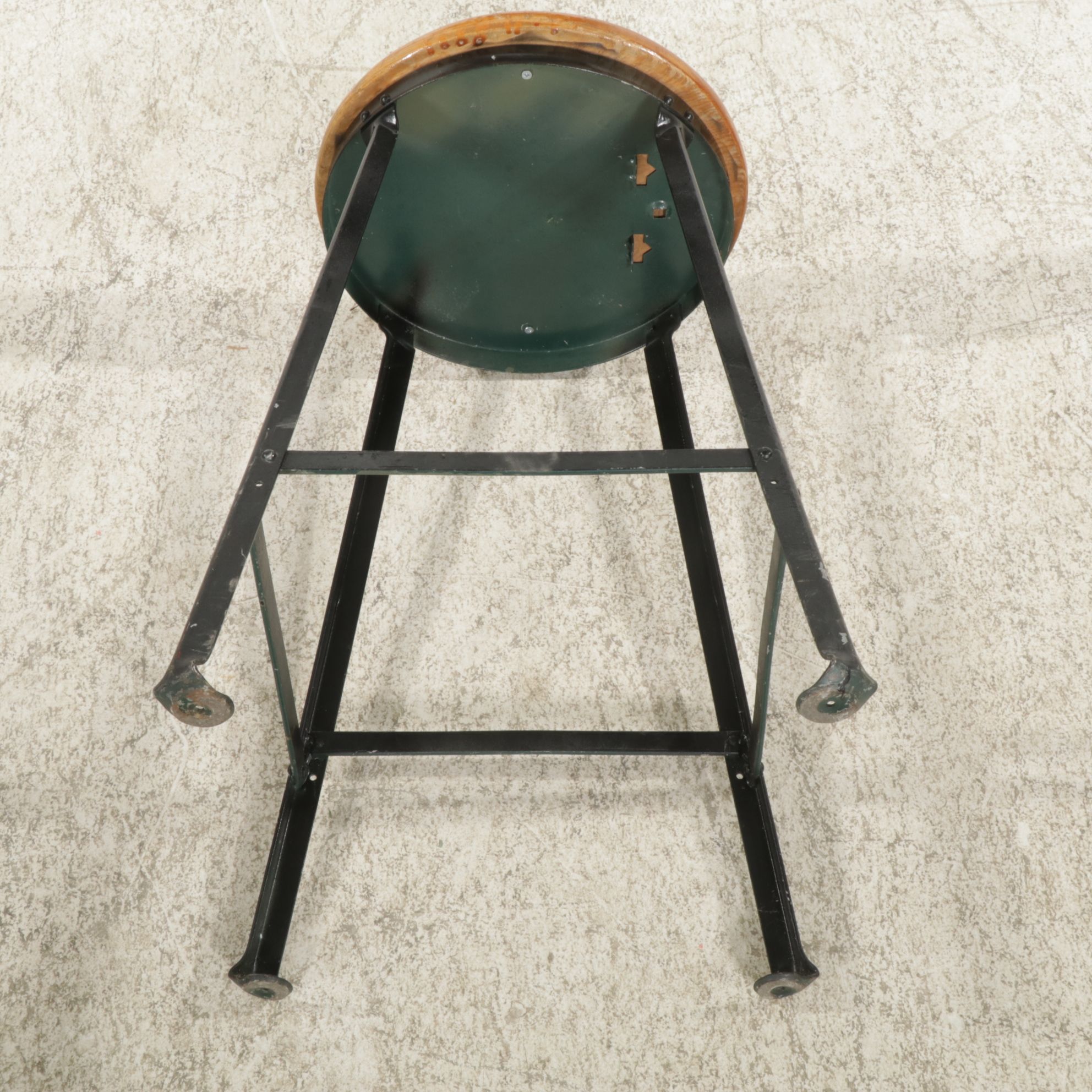 Postmodern High-Top Table with Pexto Industrial Tabletop and Nine Stools